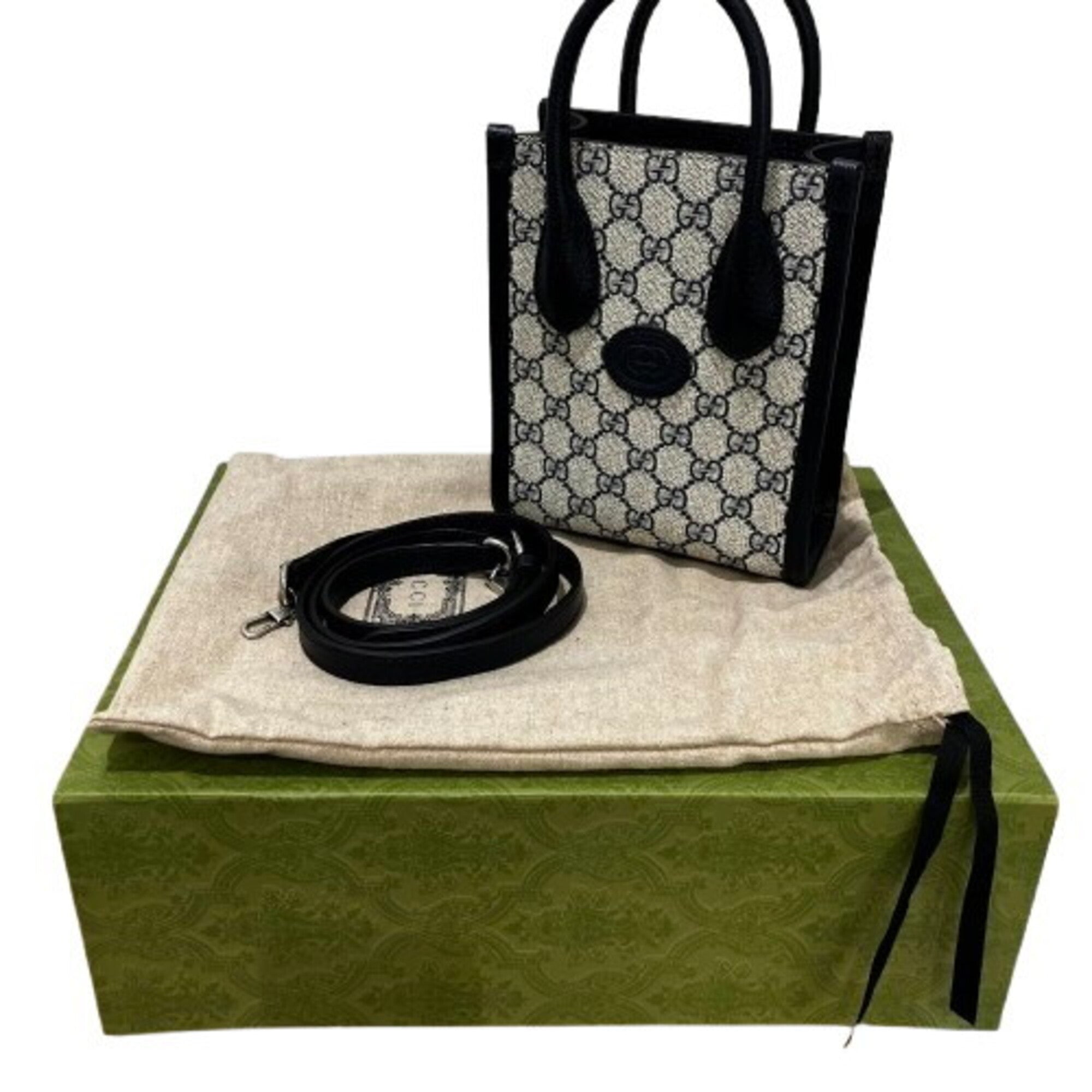 Gucci Black Gg Supreme Canvas Handbag Tote Bag (Pre-Owned)