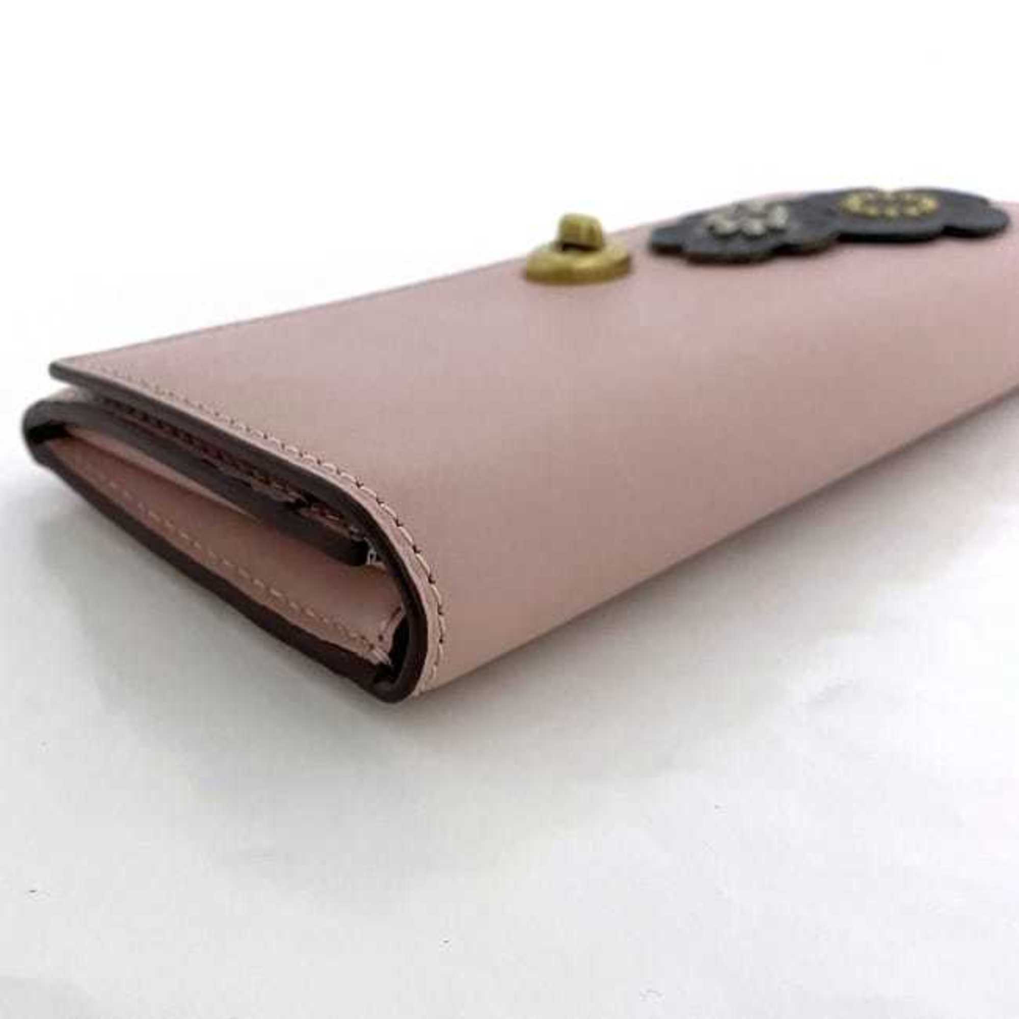 Coach Black Pink Leather Long Wallet (Bi-Fold) (Pre-Owned)