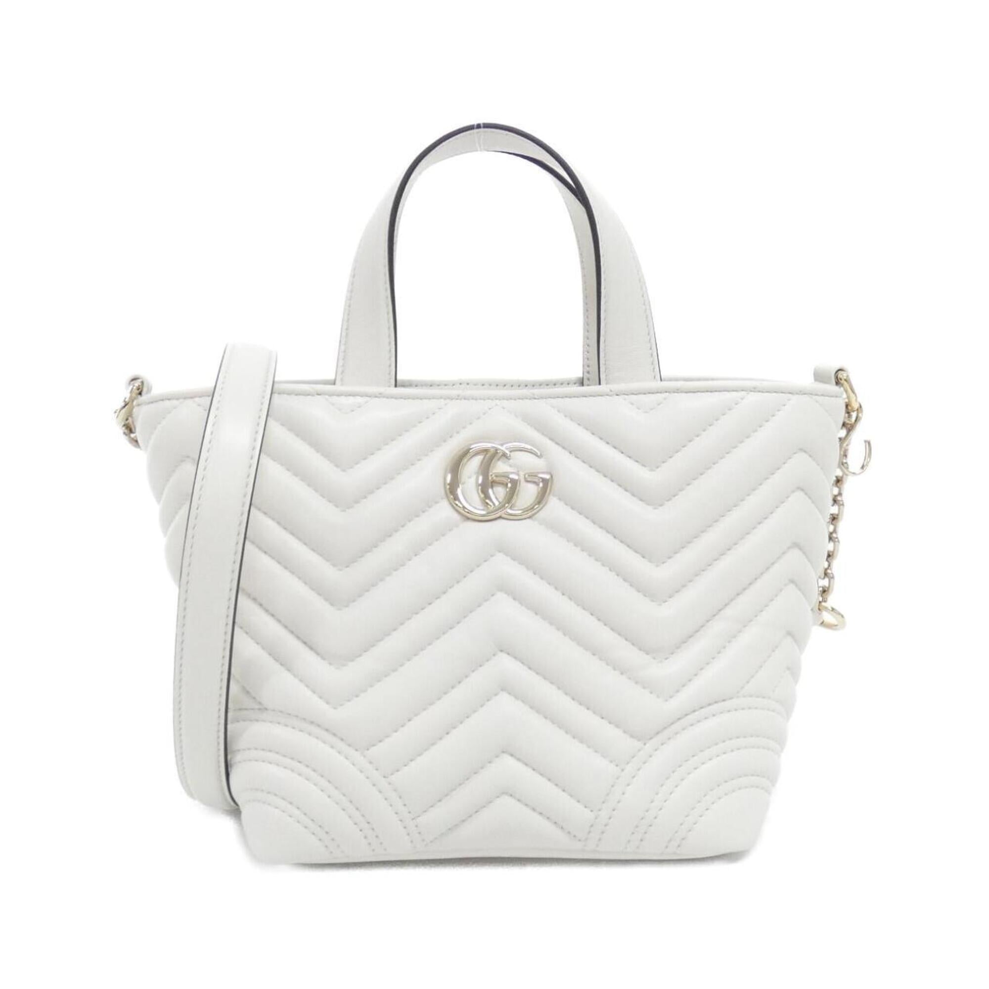 Gucci White Leather Handbag Tote Bag (Pre-Owned)