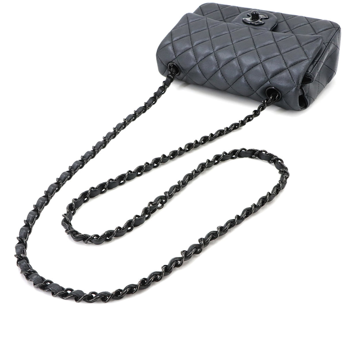 Chanel Black Gray Leather Handbag Shoulder Bag (Pre-Owned)