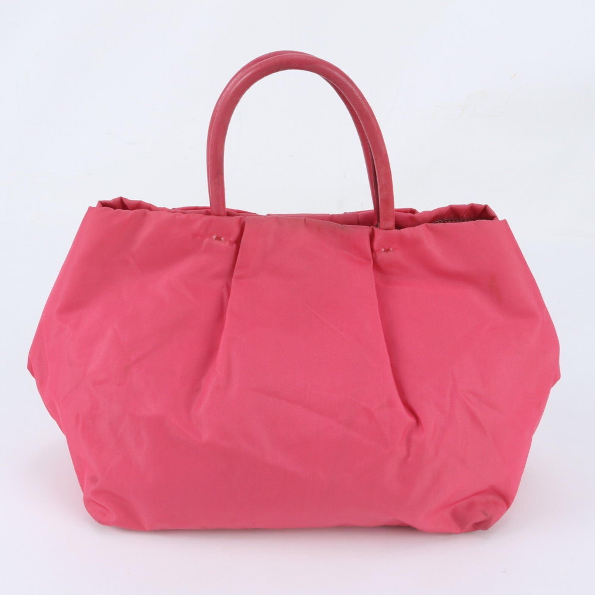 Prada Pink Nylon Leather Handbag Tote Bag (Pre-Owned)