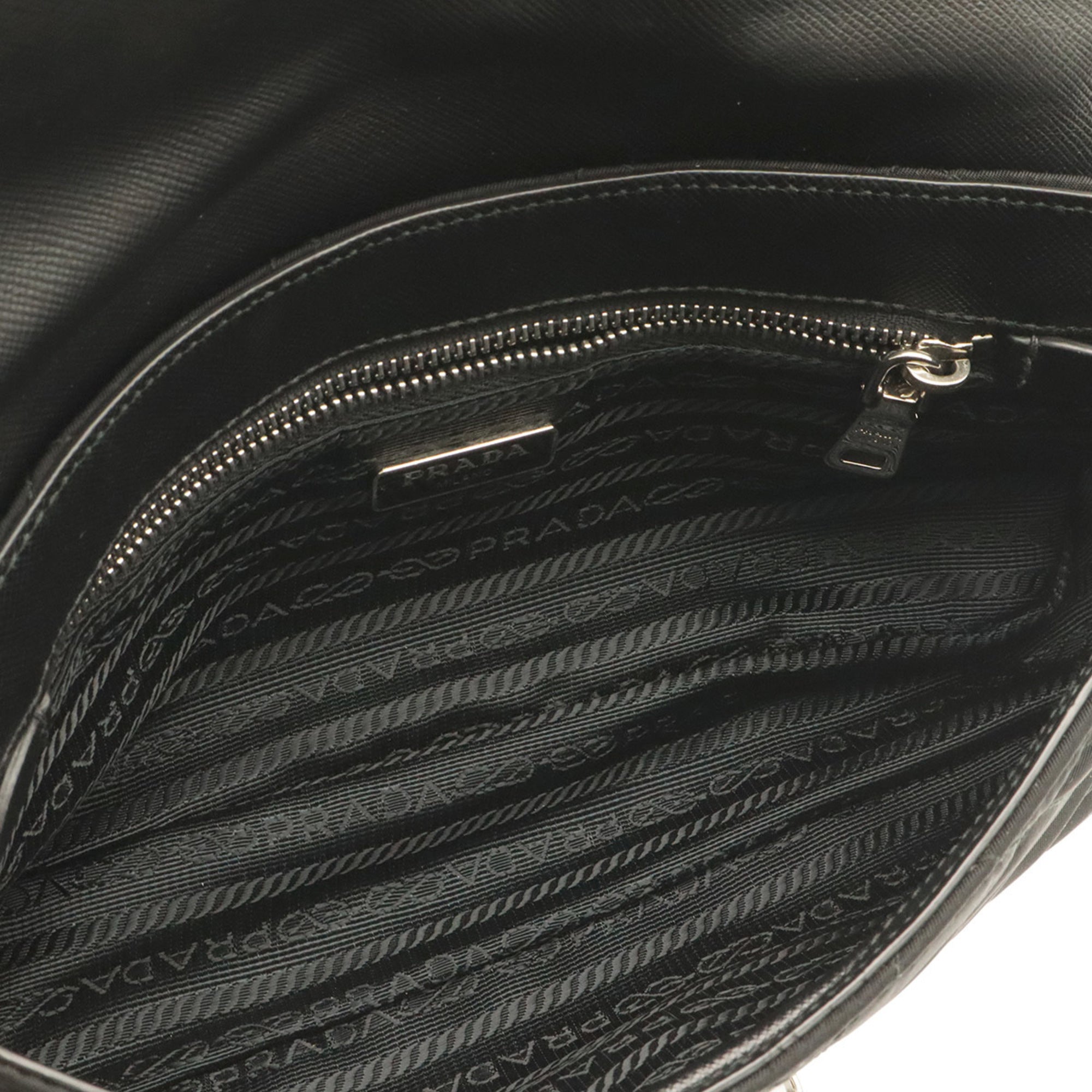 Prada Black Nero Nylon Leather Clutch Bag Pochette Shoulder Bag (Pre-Owned)