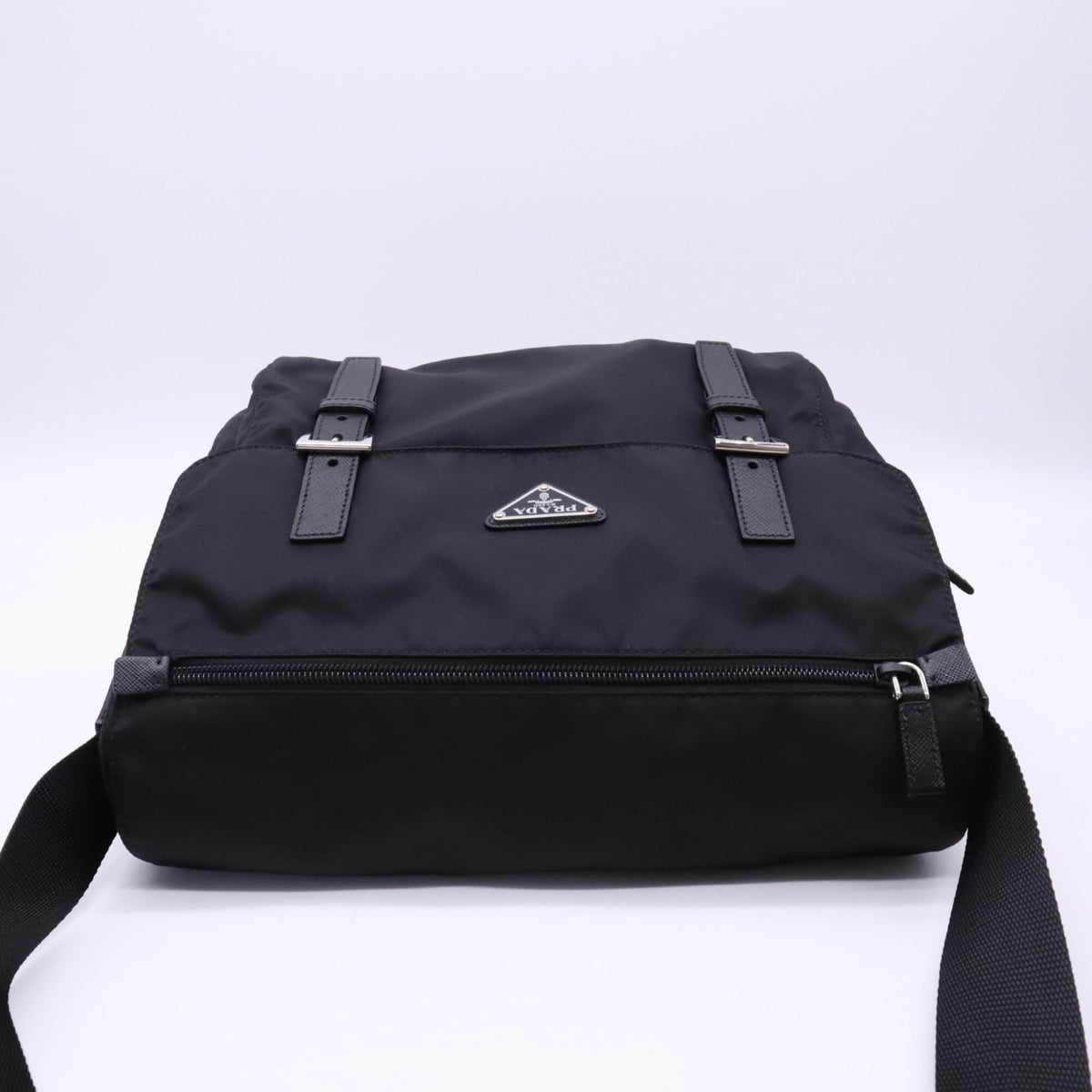 Prada Saffiano Black Nylon Saffiano Shoulder Bag (Pre-Owned)