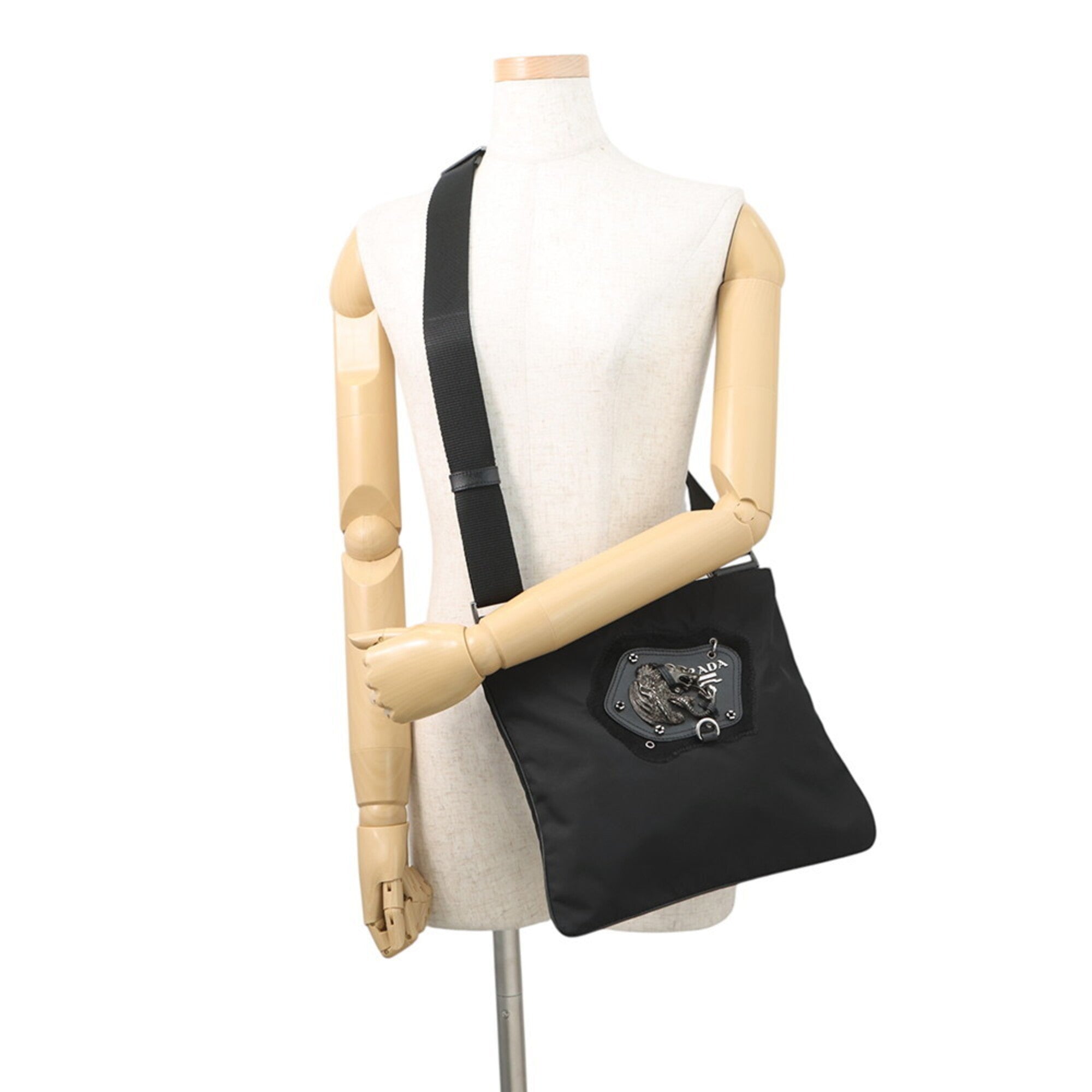 Prada Black Nylon Metal Handbag Shoulder Bag (Pre-Owned)