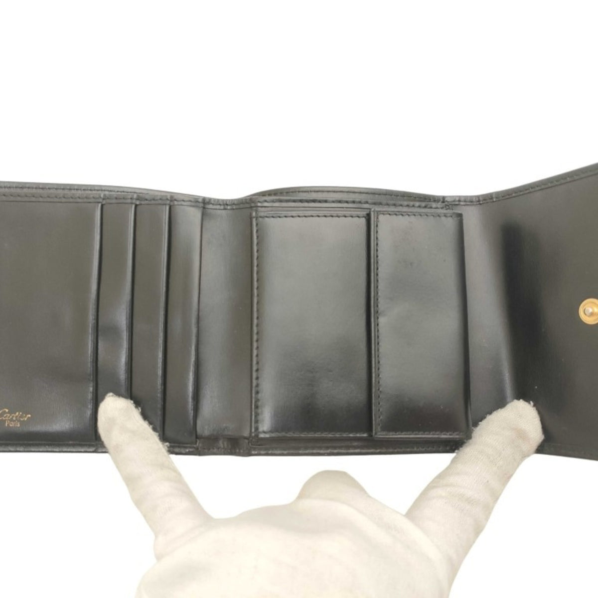 Cartier Black Leather Wallet (Tri-Fold) (Pre-Owned)