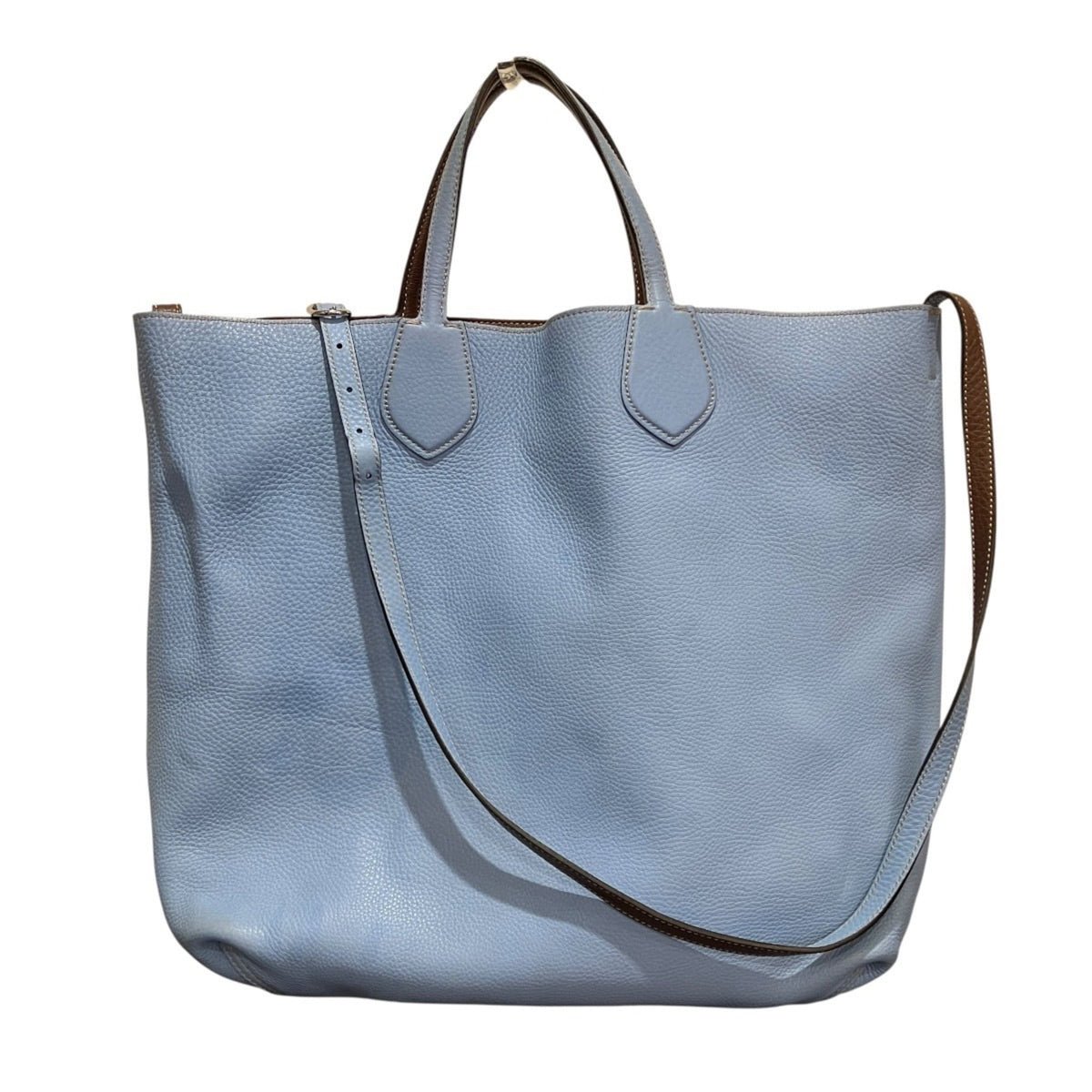 Gucci Brown Sky Blue Leather Tote Bag (Pre-Owned)