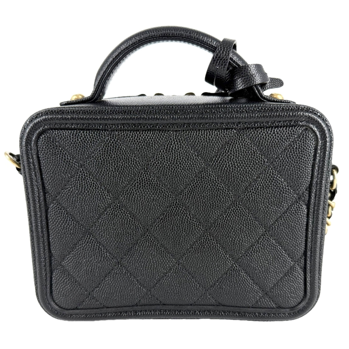 Chanel Matelasse Black Grained Calfskin Handbag Shoulder Bag Vanity Bag (Pre-Owned)
