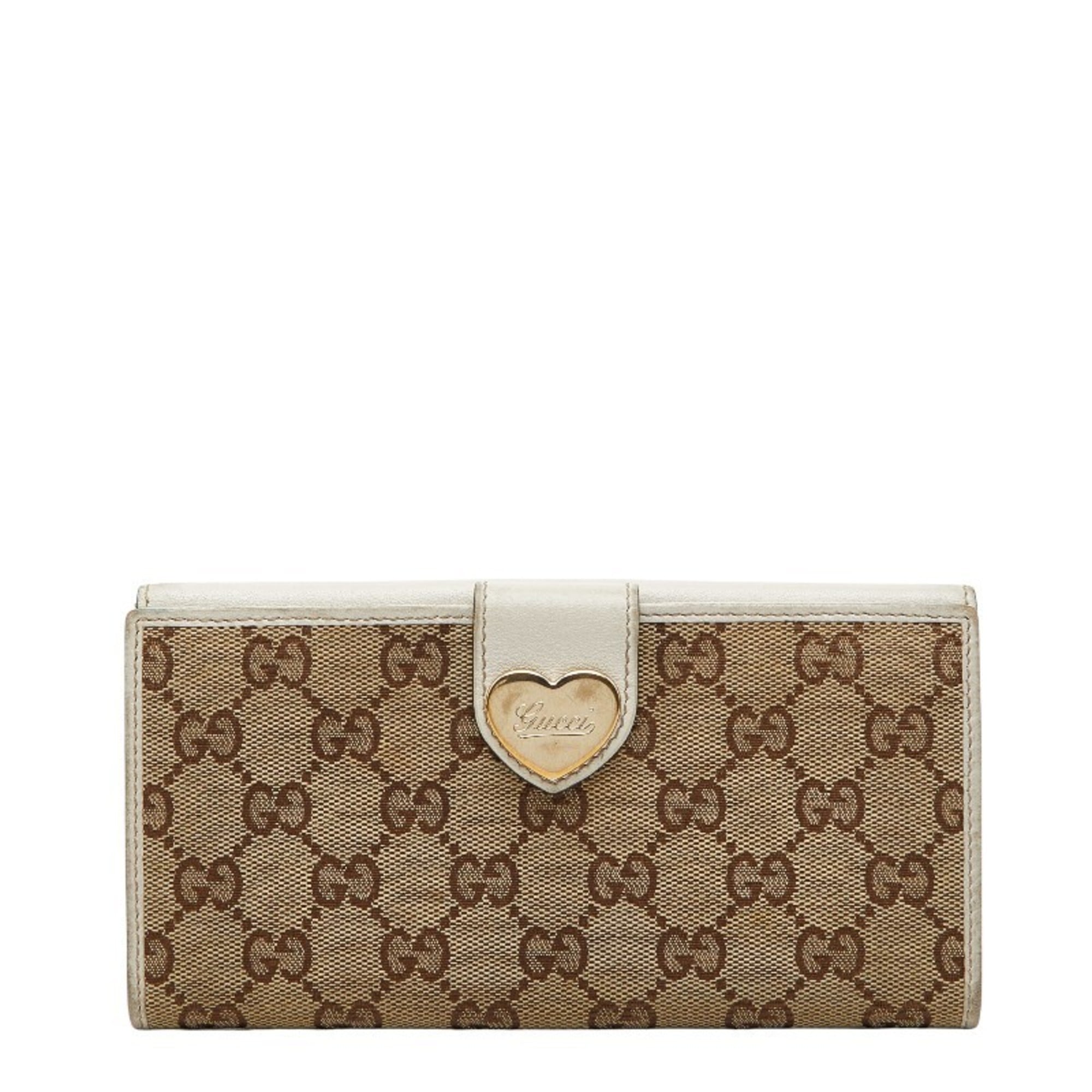 Gucci Beige White Canvas Leather Coin Purse/Coin Case (Pre-Owned)