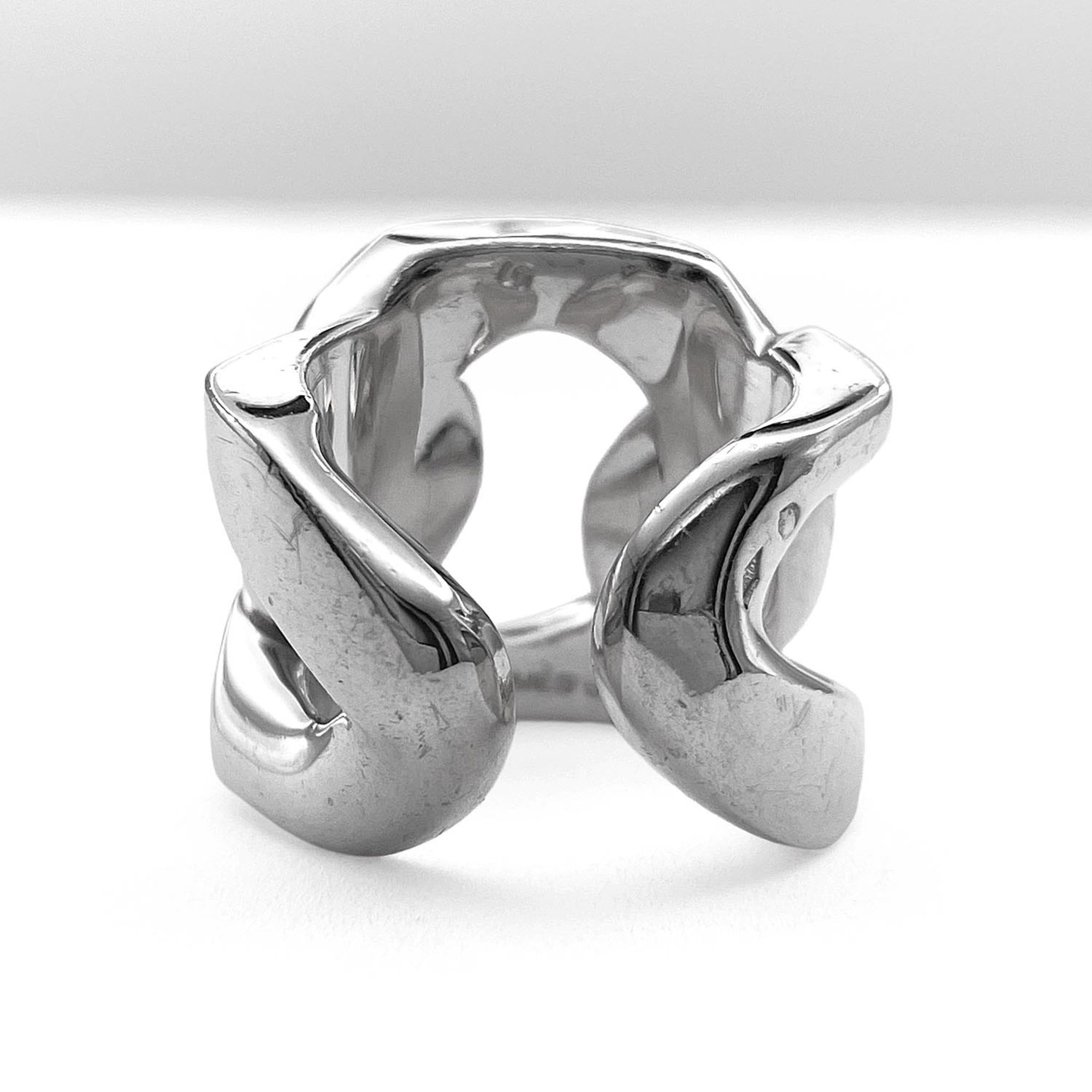 Hermes Silver Silver 925 Band Ring (Pre-Owned)