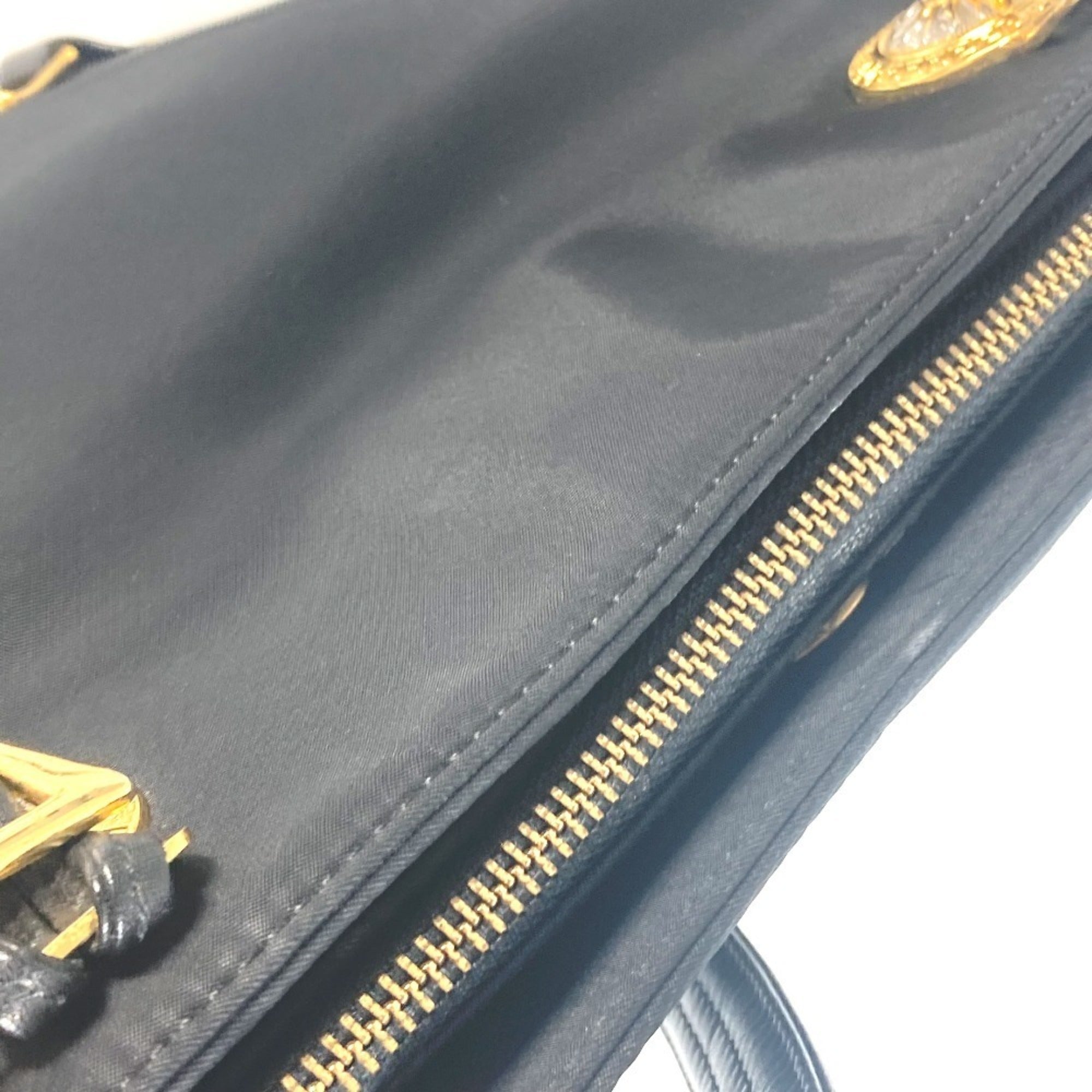 Versace Black Nylon Shoulder Bag Tote Bag (Pre-Owned)