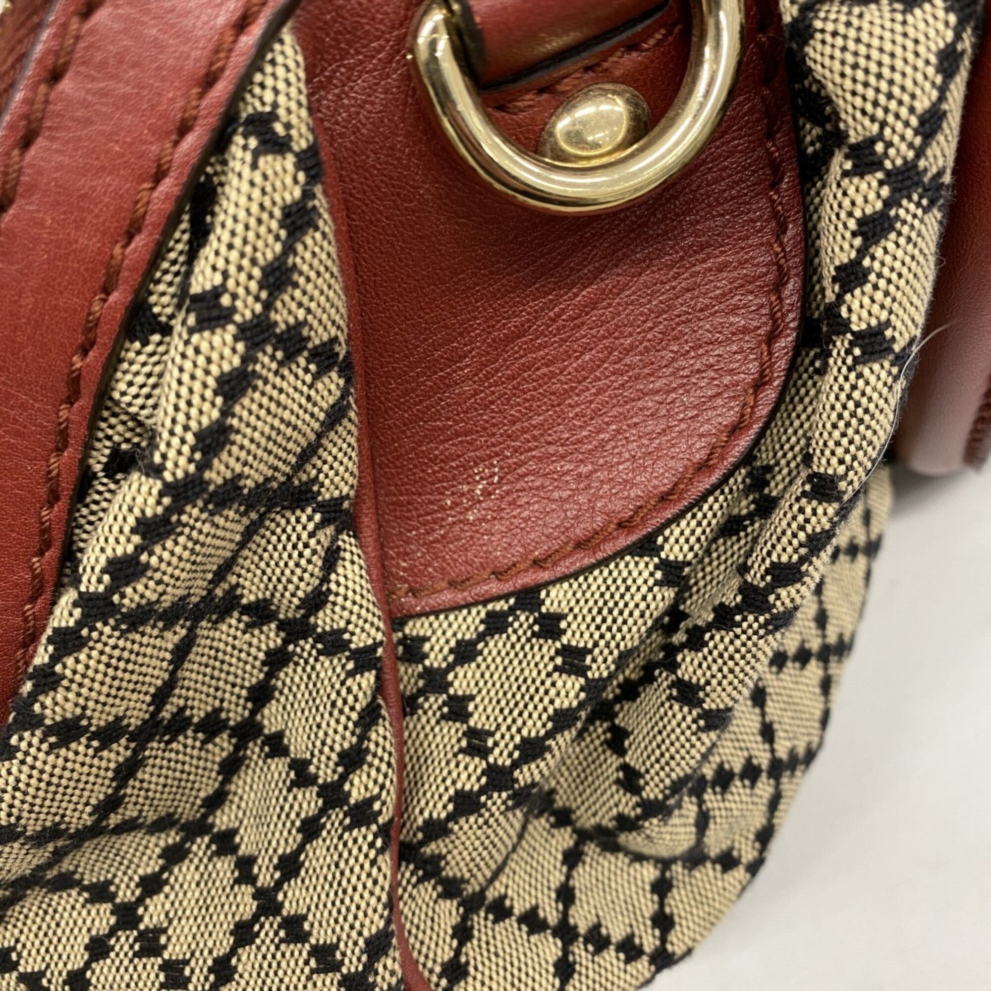 Gucci Black Bordeaux Canvas Tote Bag (Pre-Owned)