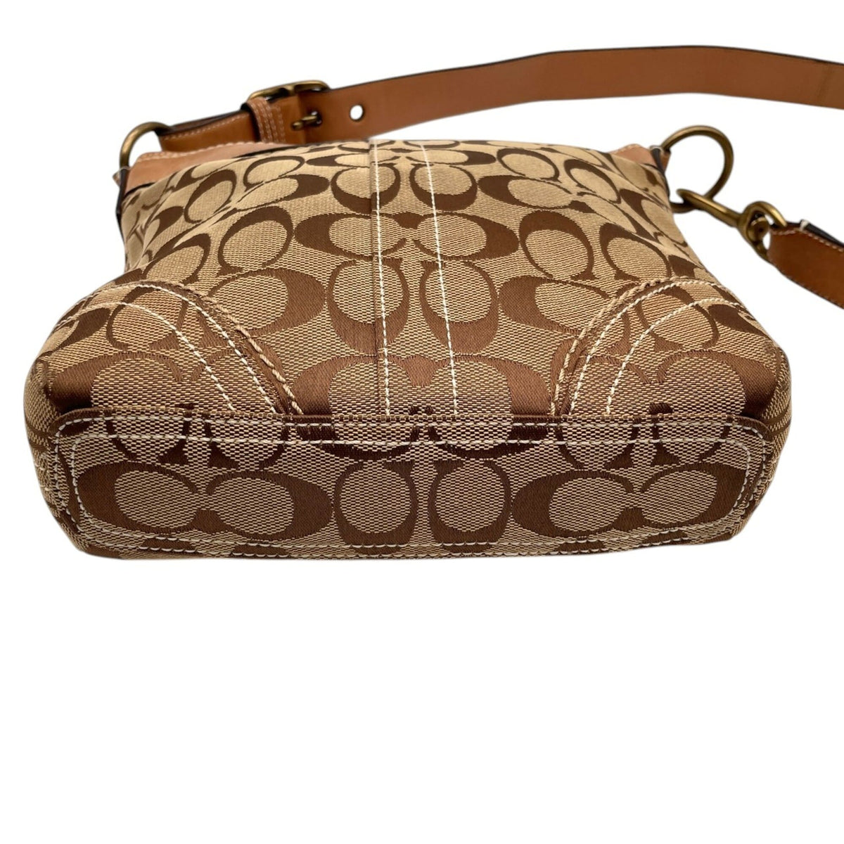 Coach Beige Light Brown Canvas Leather Shoulder Bag (Pre-Owned)