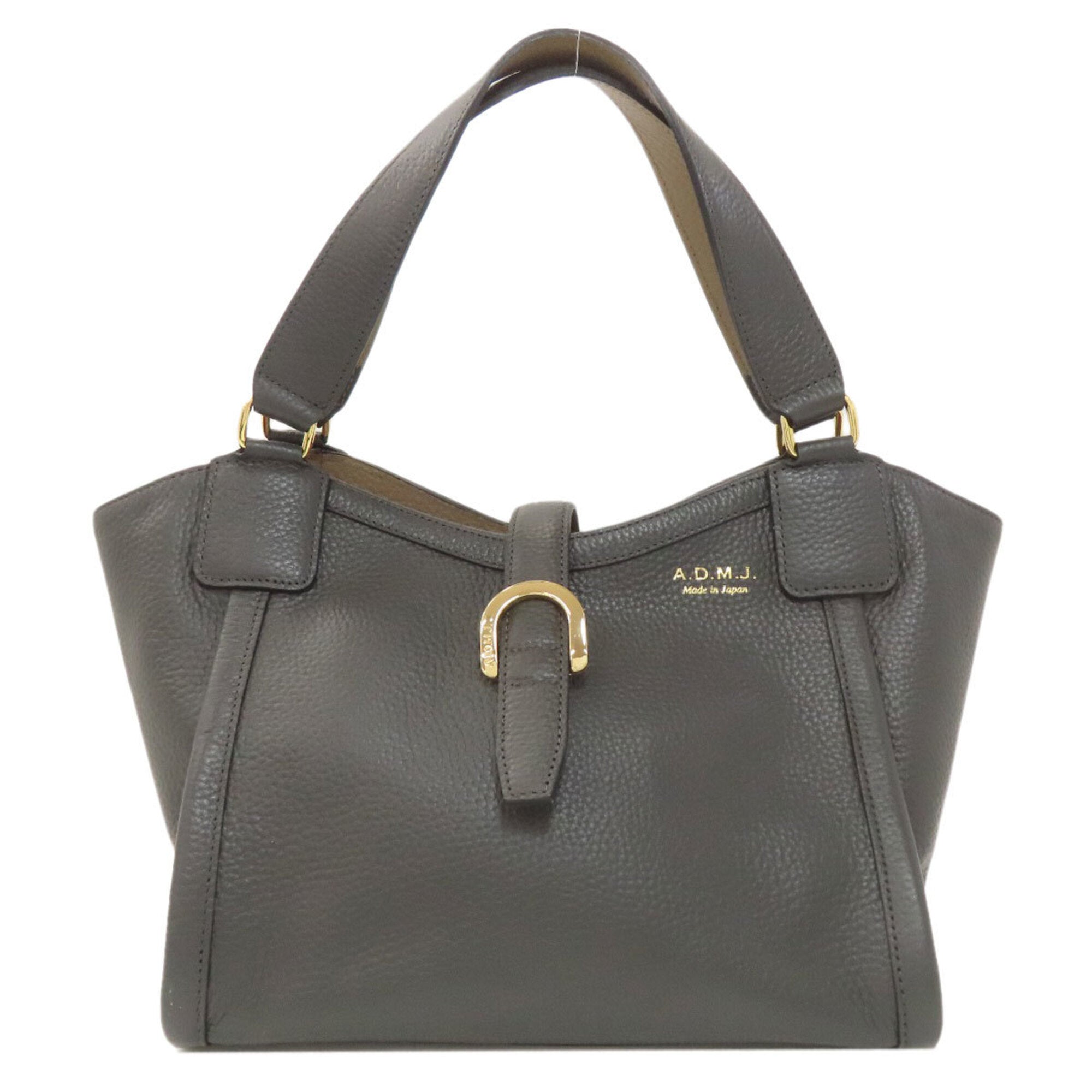A.D.M.J Gray Leather Handbag (Pre-Owned)