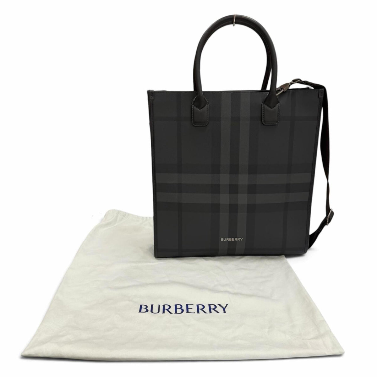 Burberry Black Coated Canvas Leather Tote Bag (Pre-Owned)