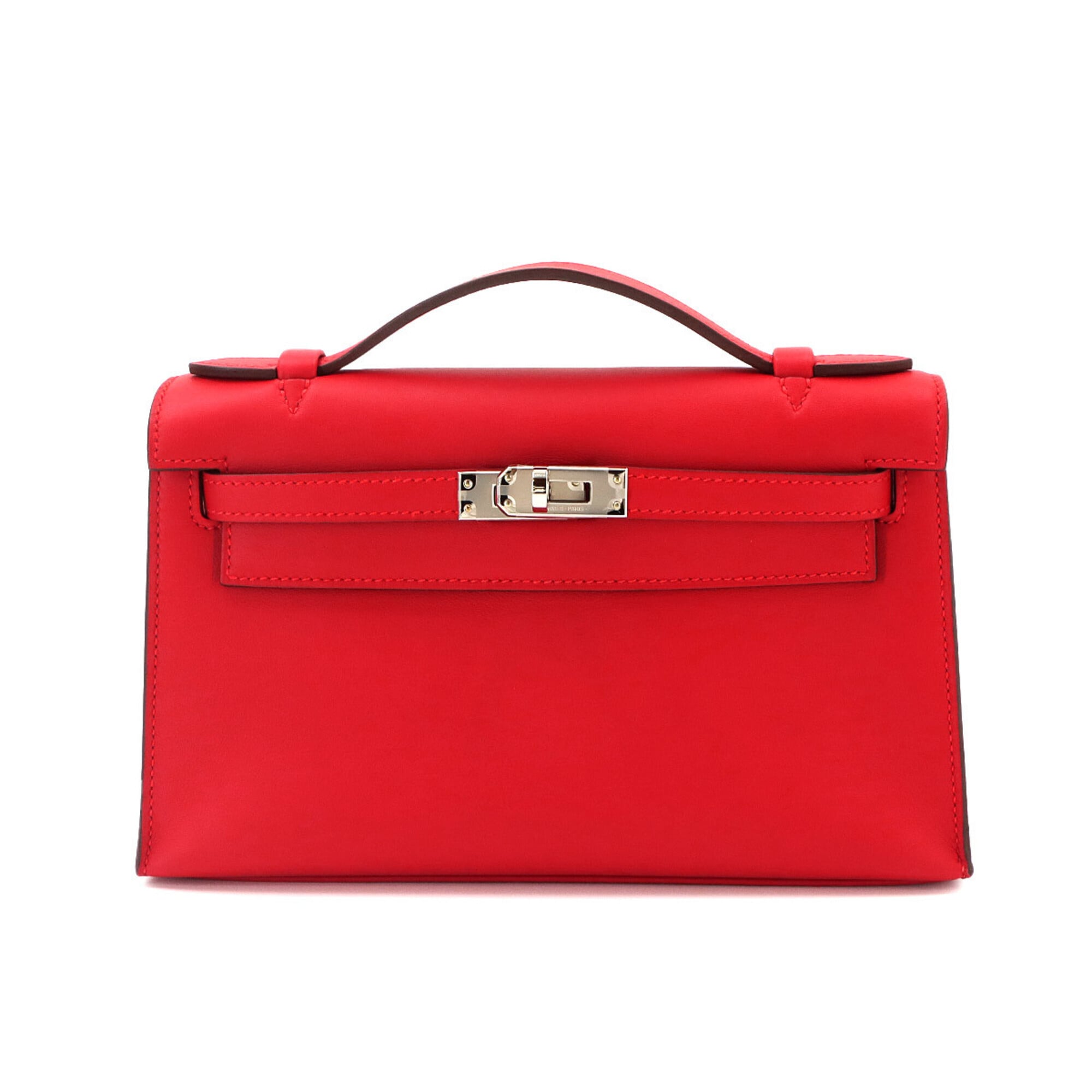 Hermes Red Color Swift Leather Handbag Pochette (Pre-Owned)