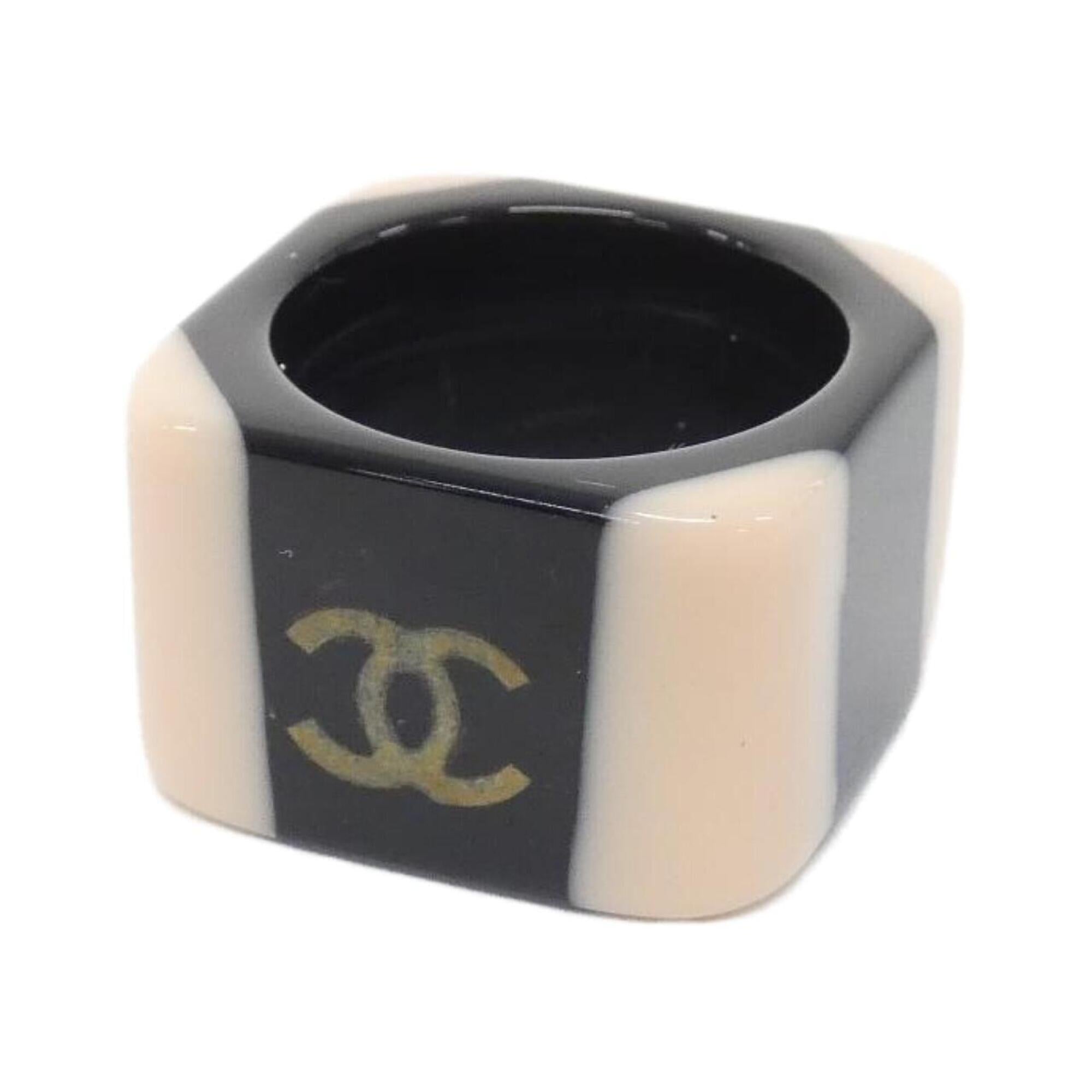 Chanel Gold Black Pink Band Ring (Pre-Owned)
