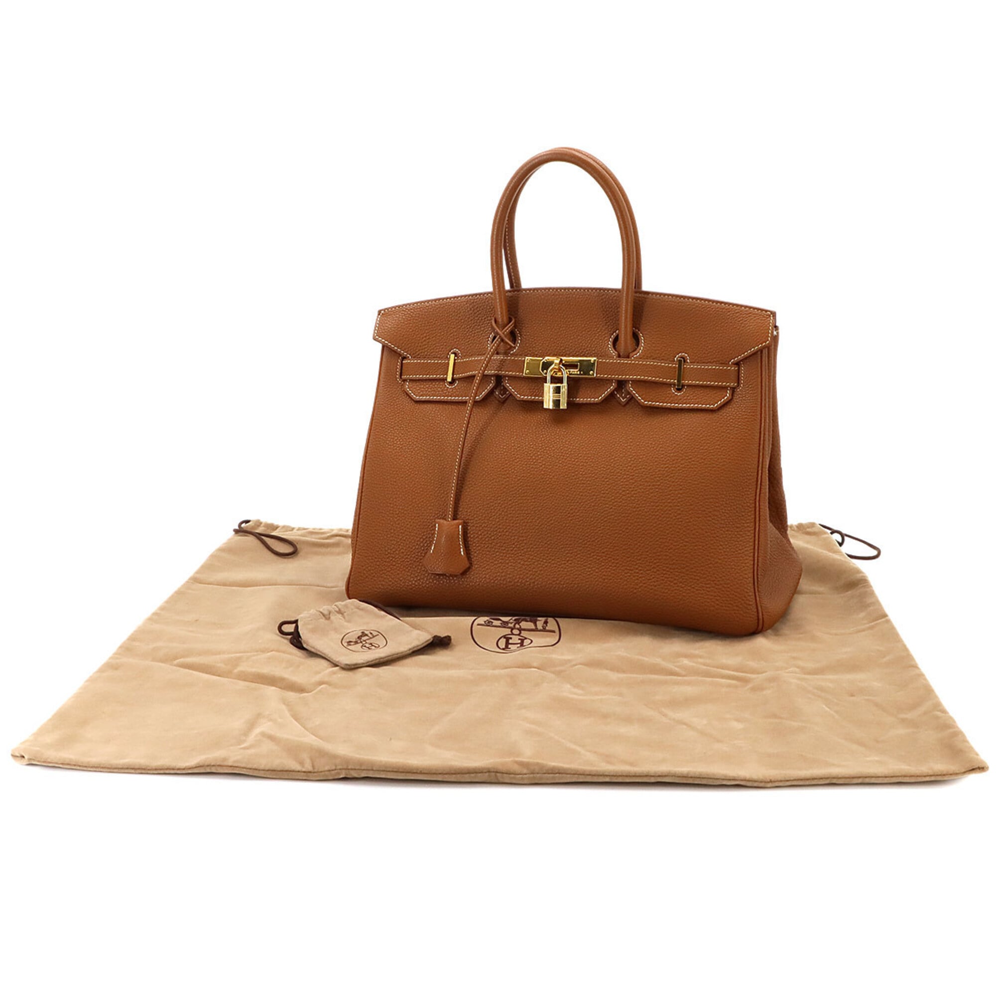 Hermes Gold Togo Leather Handbag (Pre-Owned)