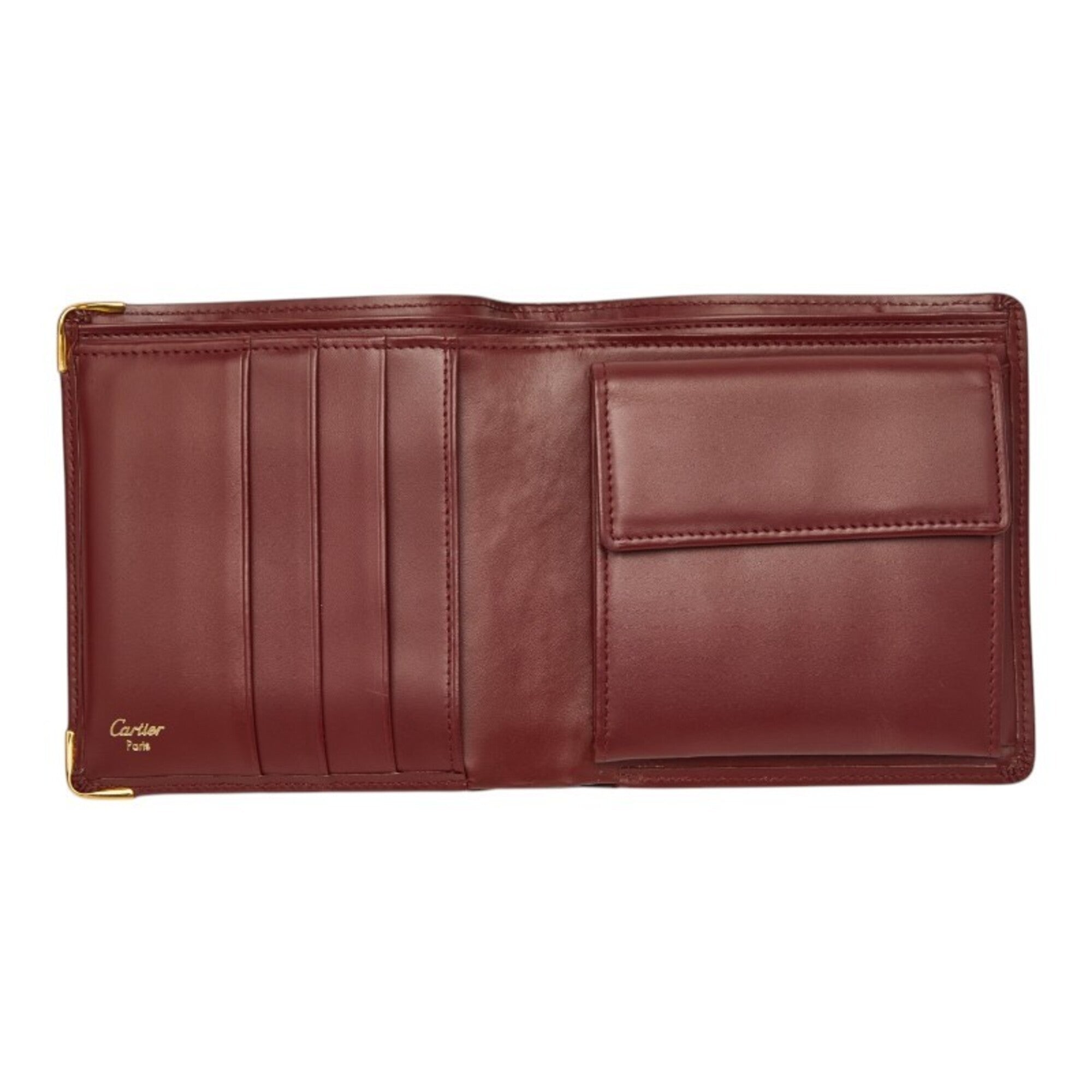 Cartier Must Bordeaux Wine Red Leather Wallet (Bi-Fold) (Pre-Owned)