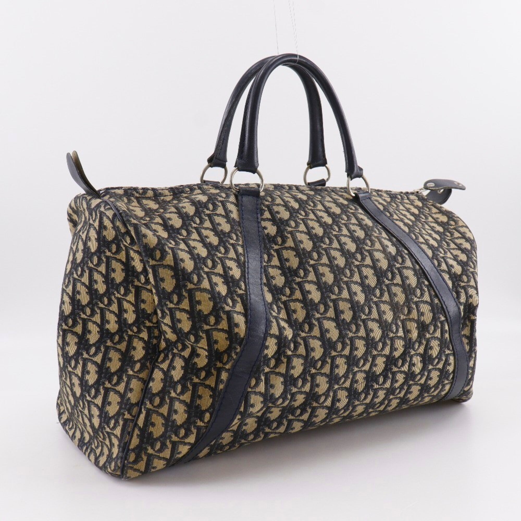 Christian Dior Navy Canvas Boston Bag Handbag (Pre-Owned)
