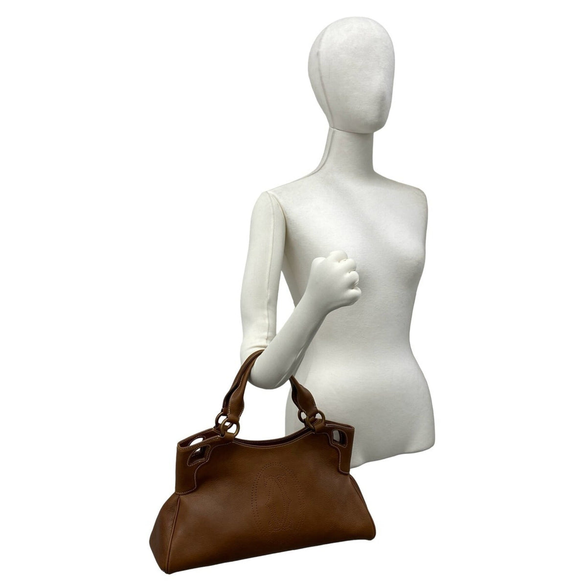 Cartier Brown Leather Handbag Tote Bag (Pre-Owned)