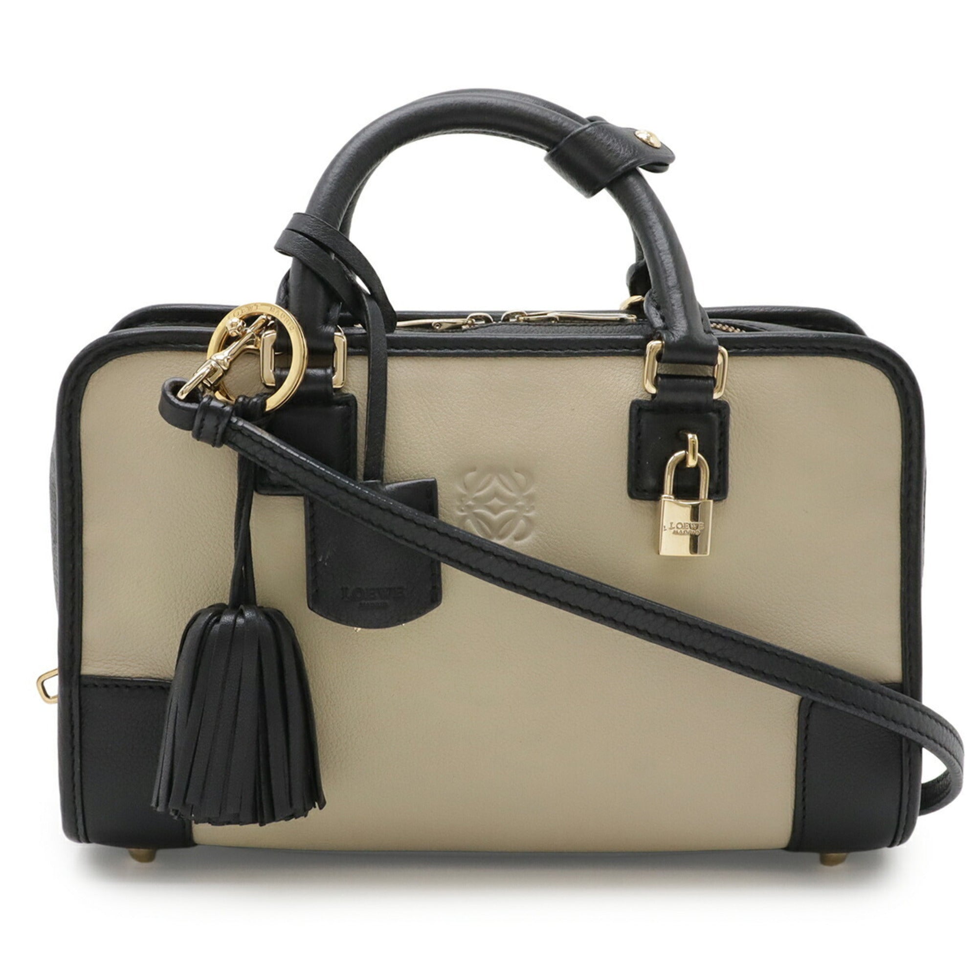 Loewe Black Grayish Leather Handbag Shoulder Bag (Pre-Owned)