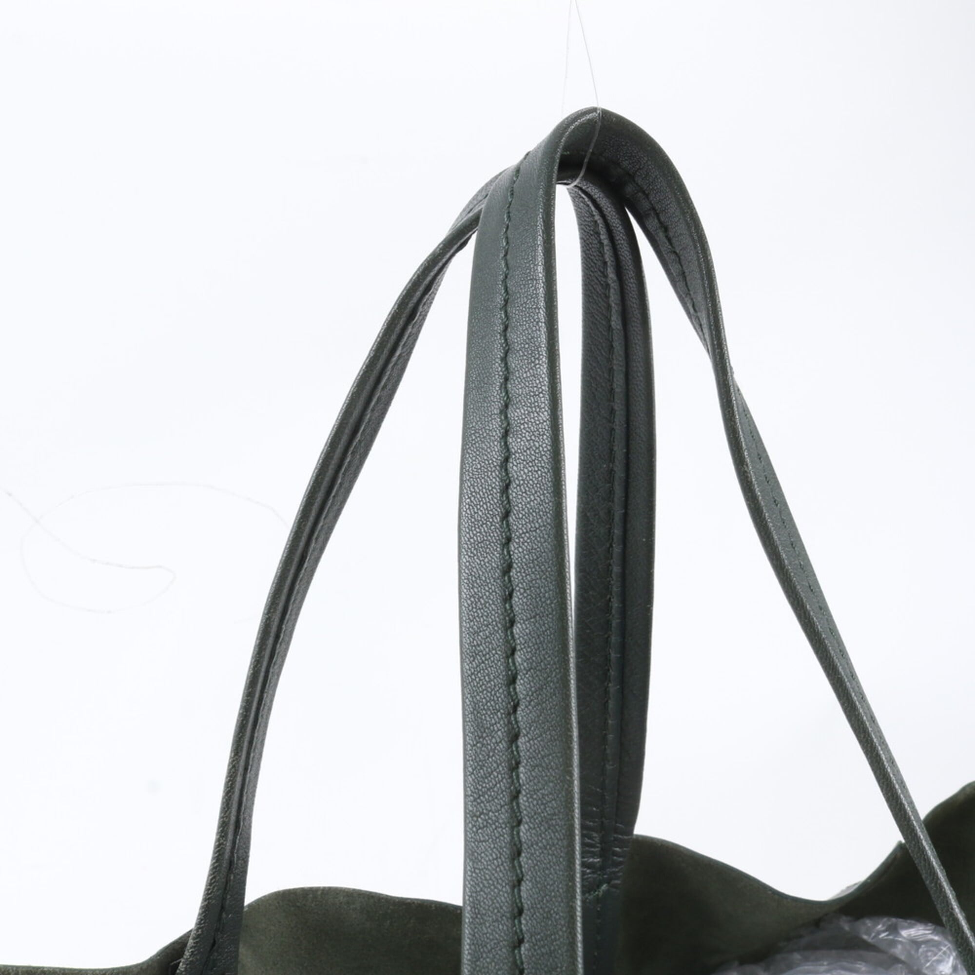 Celine Cabas Beige Moss Green Leather Handbag Tote Bag (Pre-Owned)