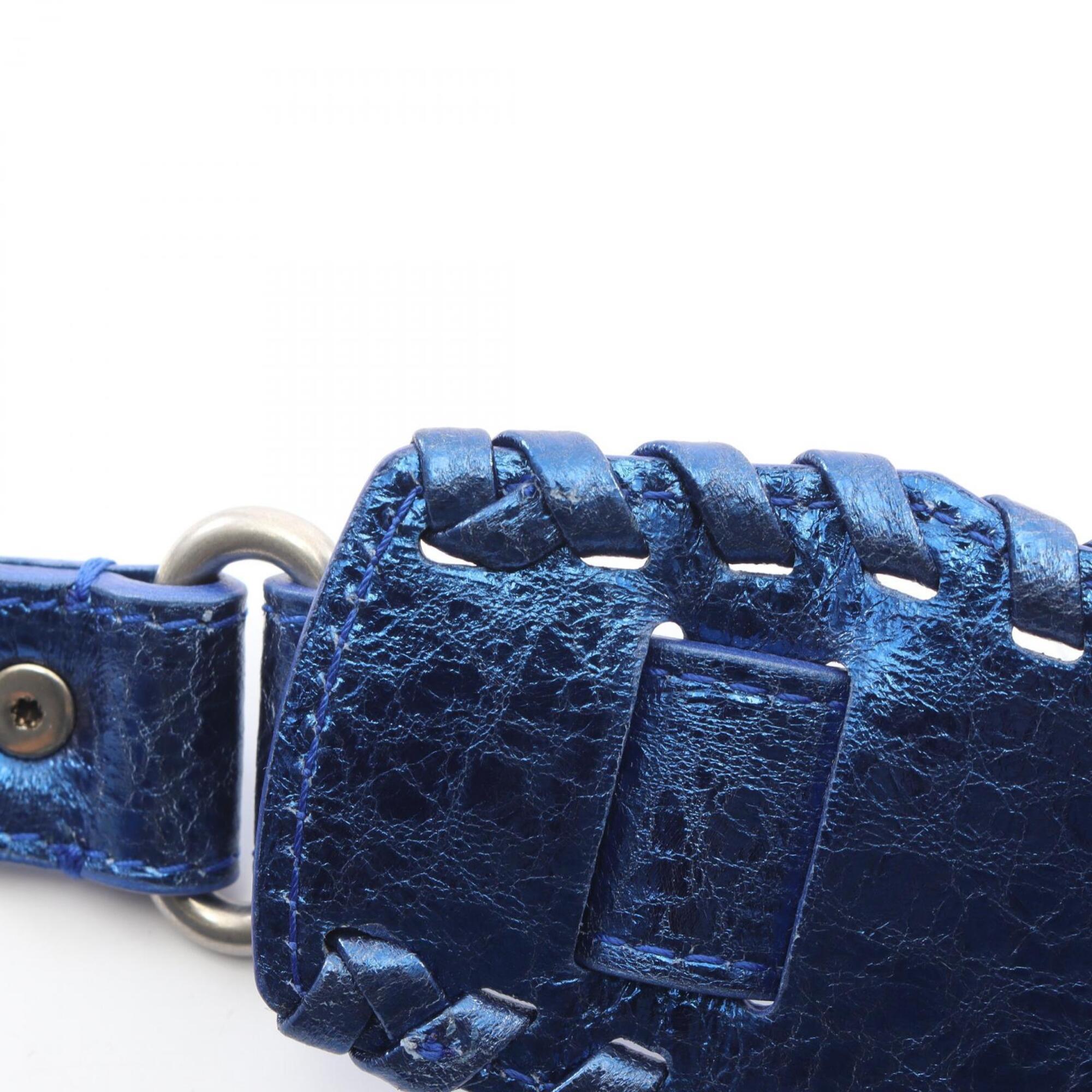 Balenciaga Blue Metallic Leather Handbag Shoulder Bag (Pre-Owned)