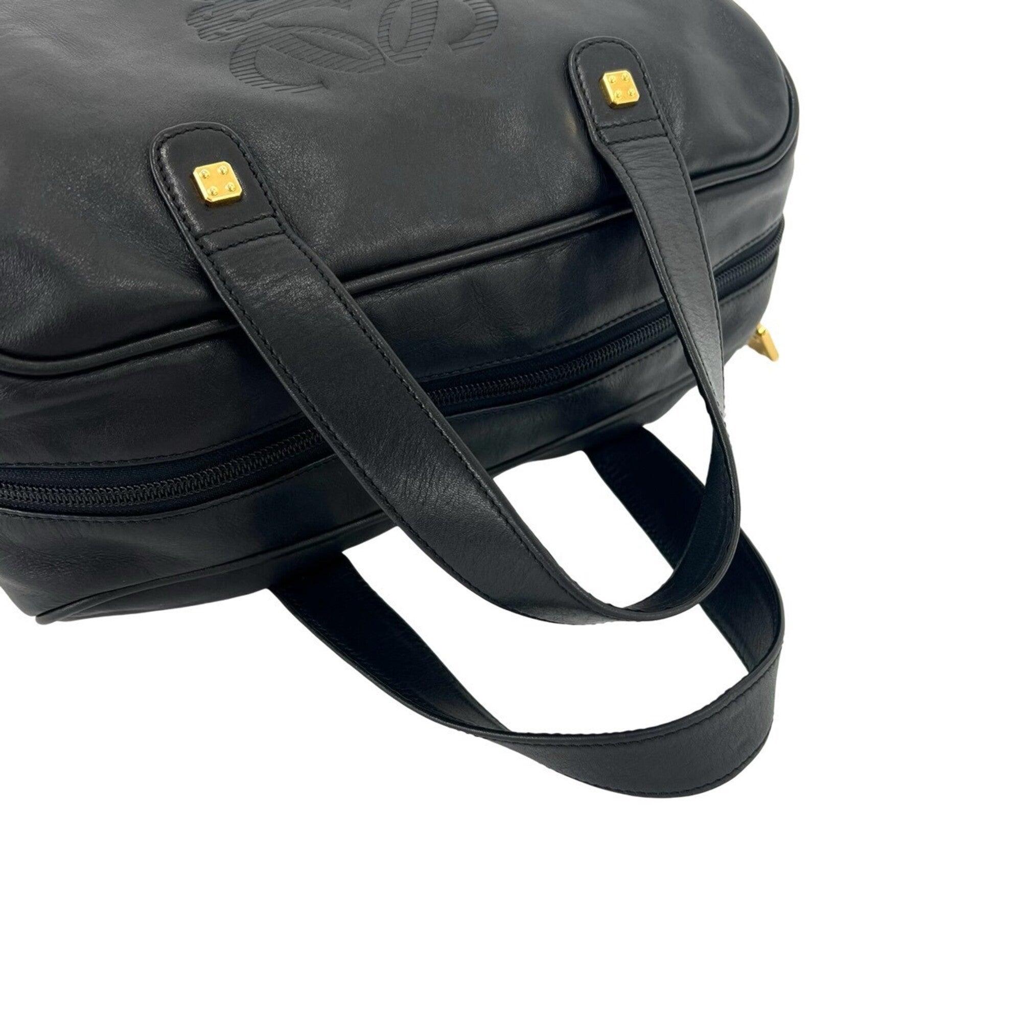 Loewe Black Leather Boston Bag Handbag Tote Bag (Pre-Owned)