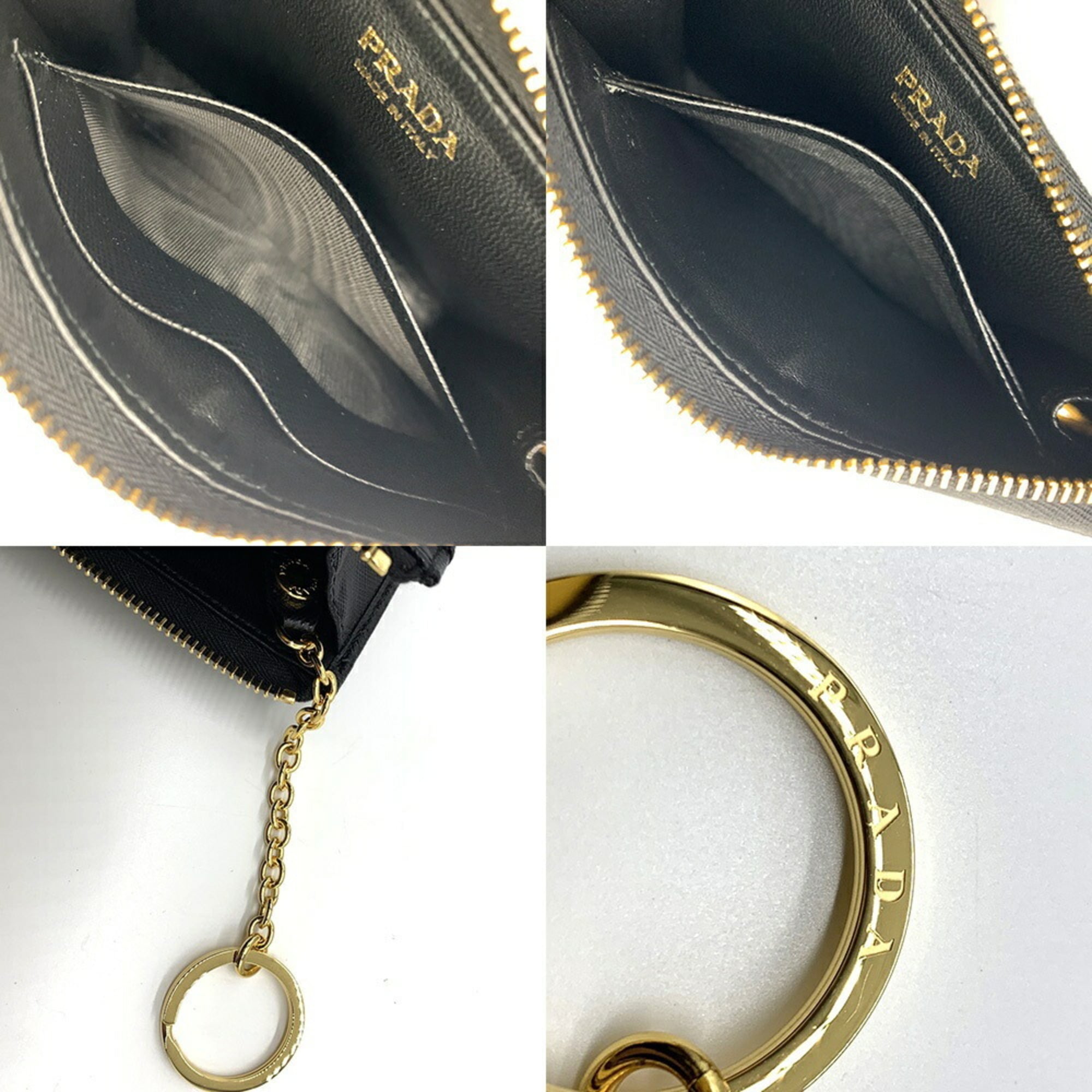 Prada Saffiano Black Leather Coin Purse/Coin Case (Pre-Owned)