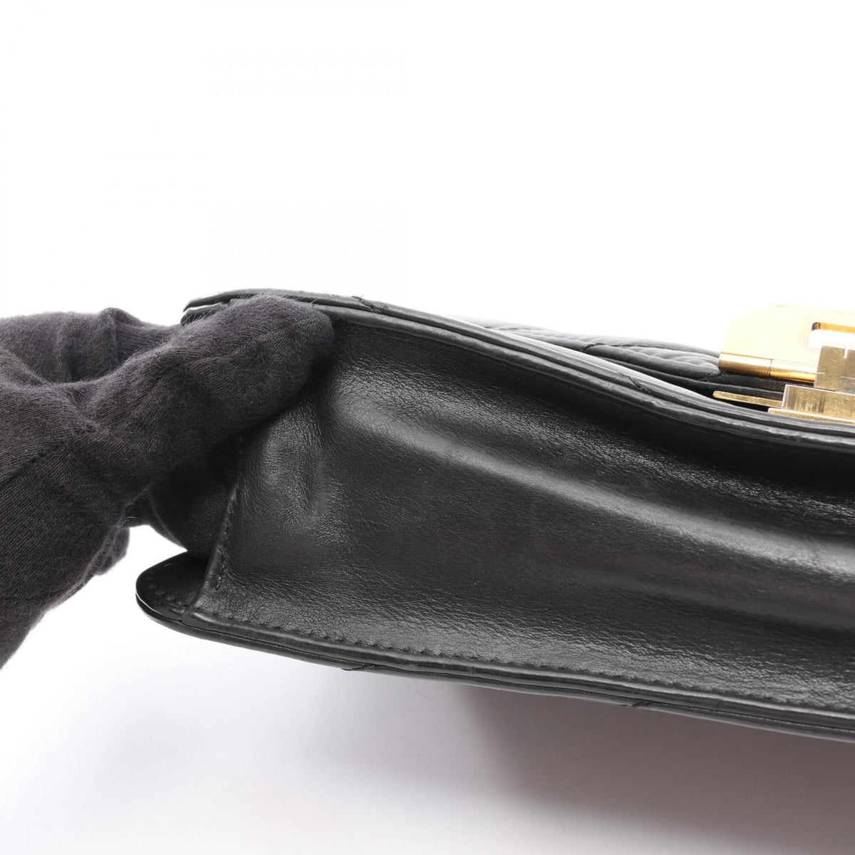 Chanel Black Leather Handbag Shoulder Bag (Pre-Owned)