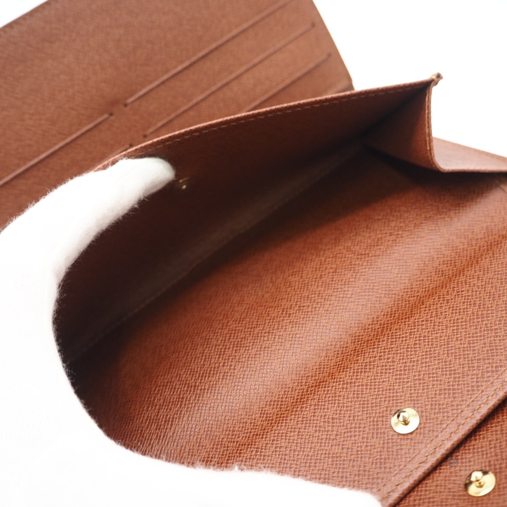 Louis Vuitton Beige Brown Coated Canvas Leather Long Wallet (Bi-Fold) (Pre-Owned)