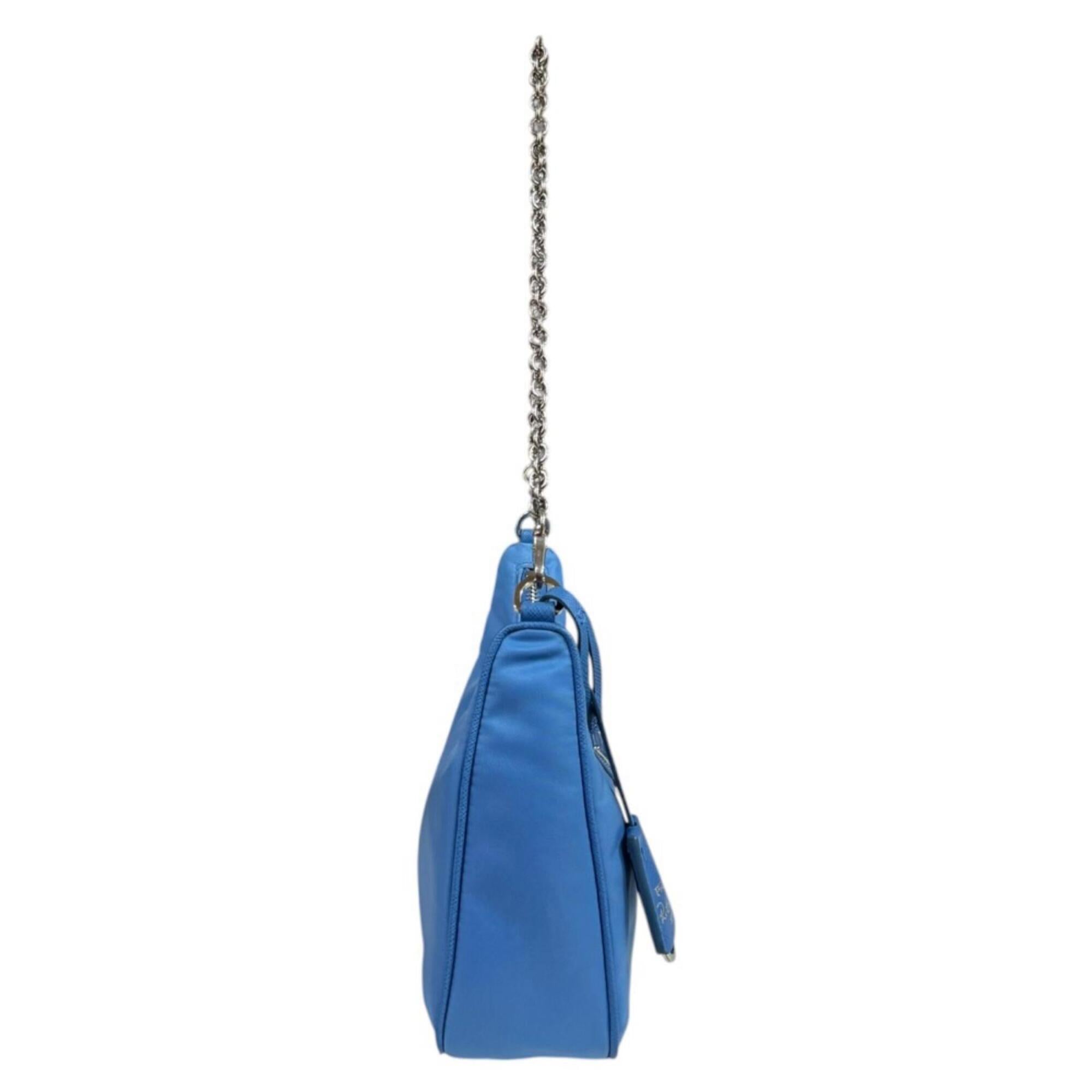 Prada Blue Nylon Handbag Shoulder Bag (Pre-Owned)