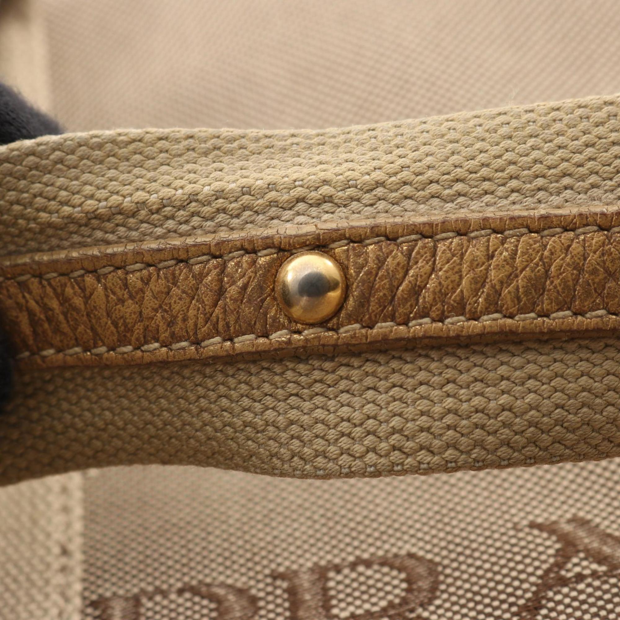 Prada Beige Canvas Leather Handbag (Pre-Owned)