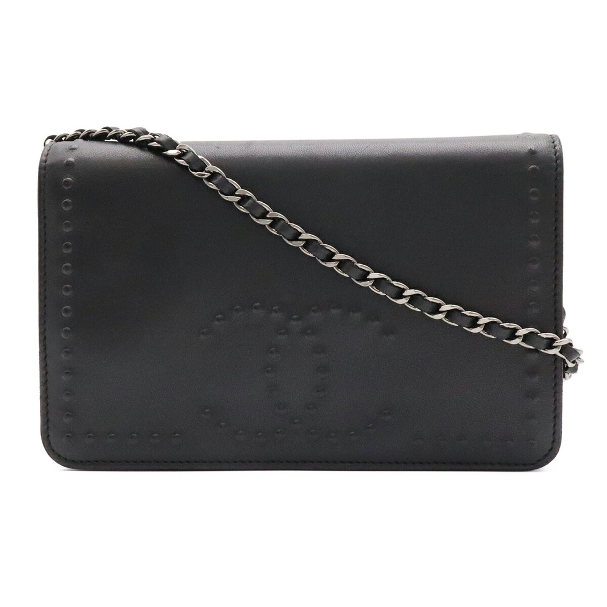 Chanel Black Leather Chain/Shoulder Wallet (Pre-Owned)