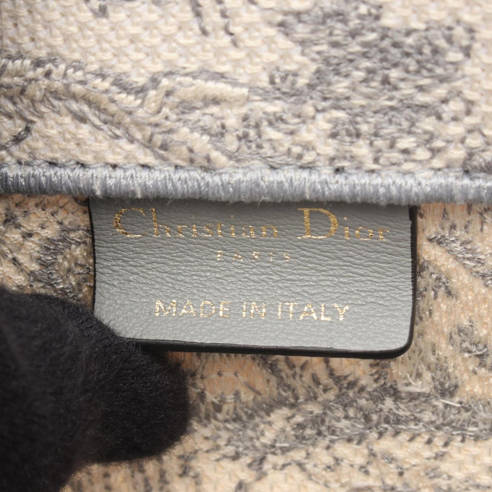 Christian Dior Gray White Canvas Handbag Tote Bag (Pre-Owned)