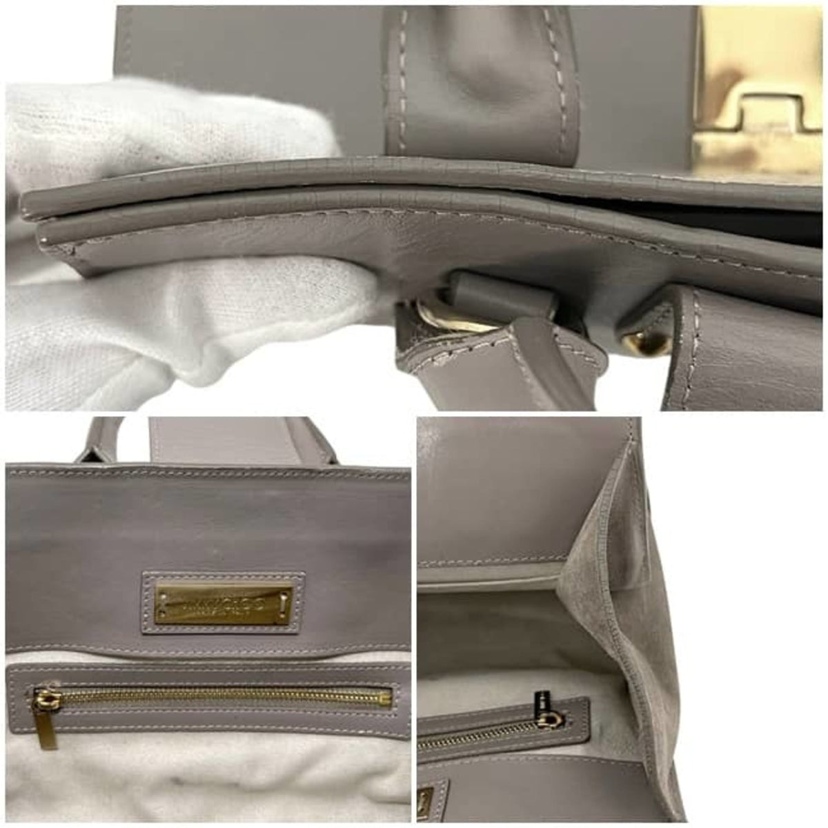 Jimmy Choo Gray Leather Handbag (Pre-Owned)