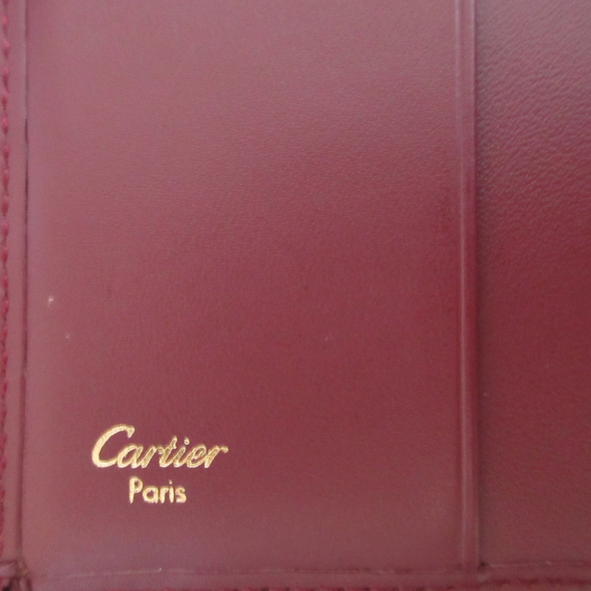 Cartier Bordeaux Red Color Leather Wallet (Tri-Fold) (Pre-Owned)