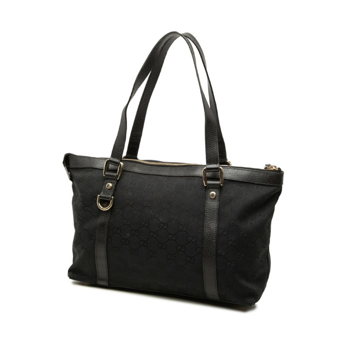 Gucci Black Canvas Leather Handbag Shoulder Bag (Pre-Owned)