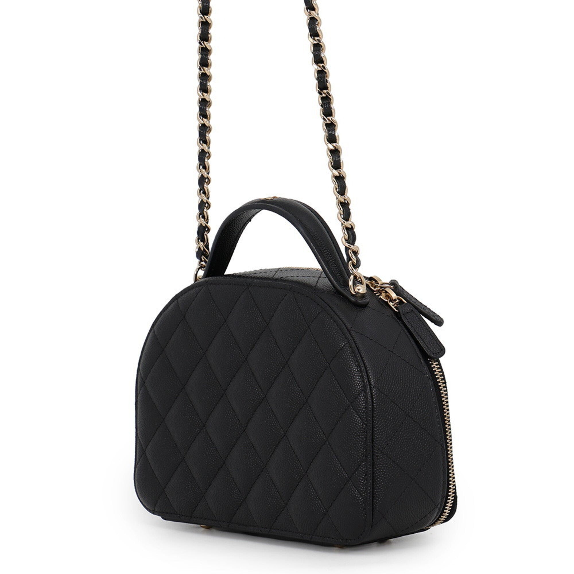 Chanel Matelasse Black Grained Calfskin Handbag Shoulder Bag (Pre-Owned)