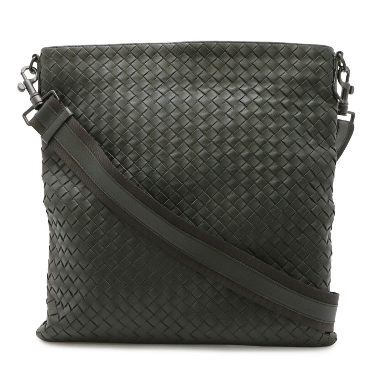 Bottega Veneta Intrecciato Khaki Leather Shoulder Bag (Pre-Owned)