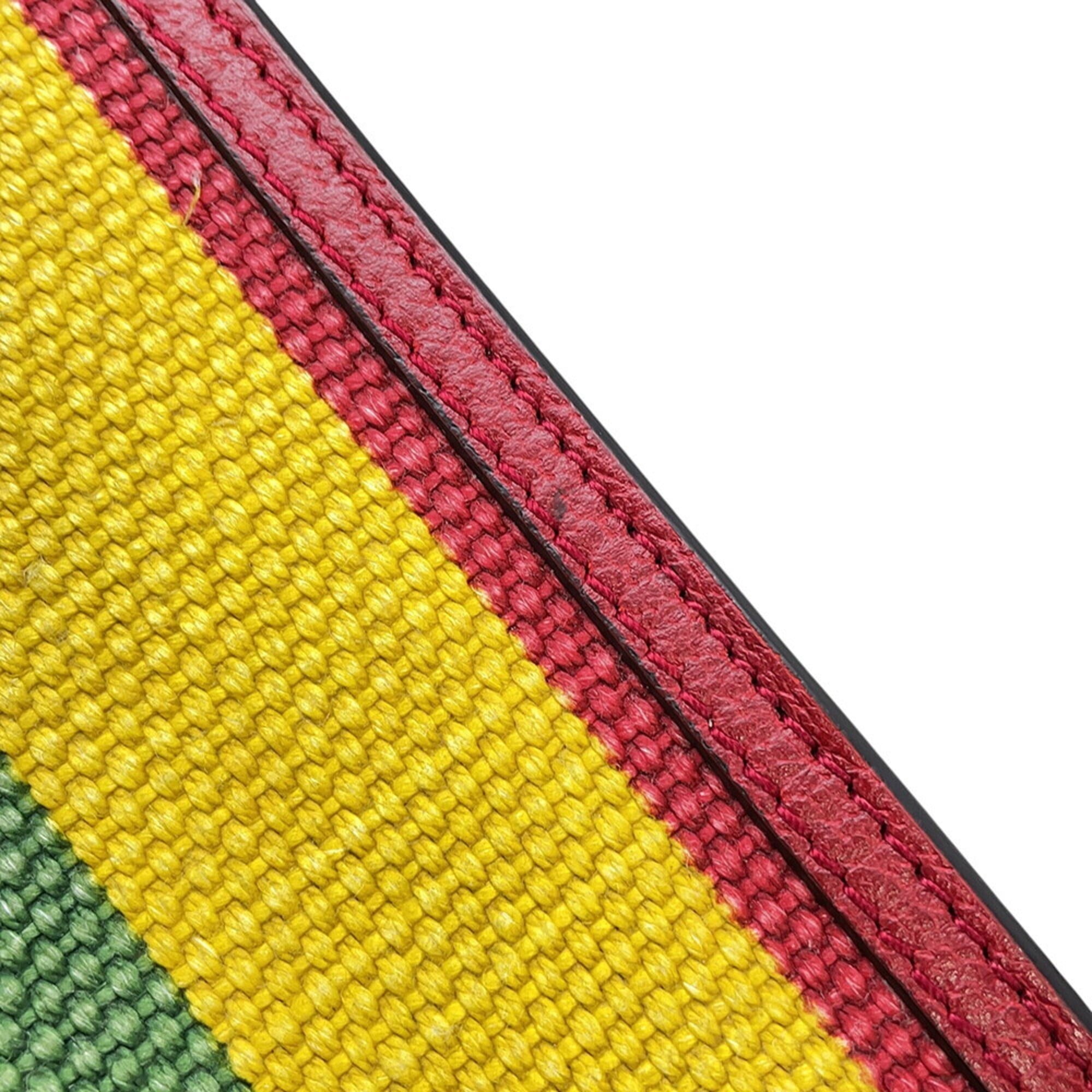 Gucci Multi-Color Canvas Leather Handbag Shoulder Bag (Pre-Owned)
