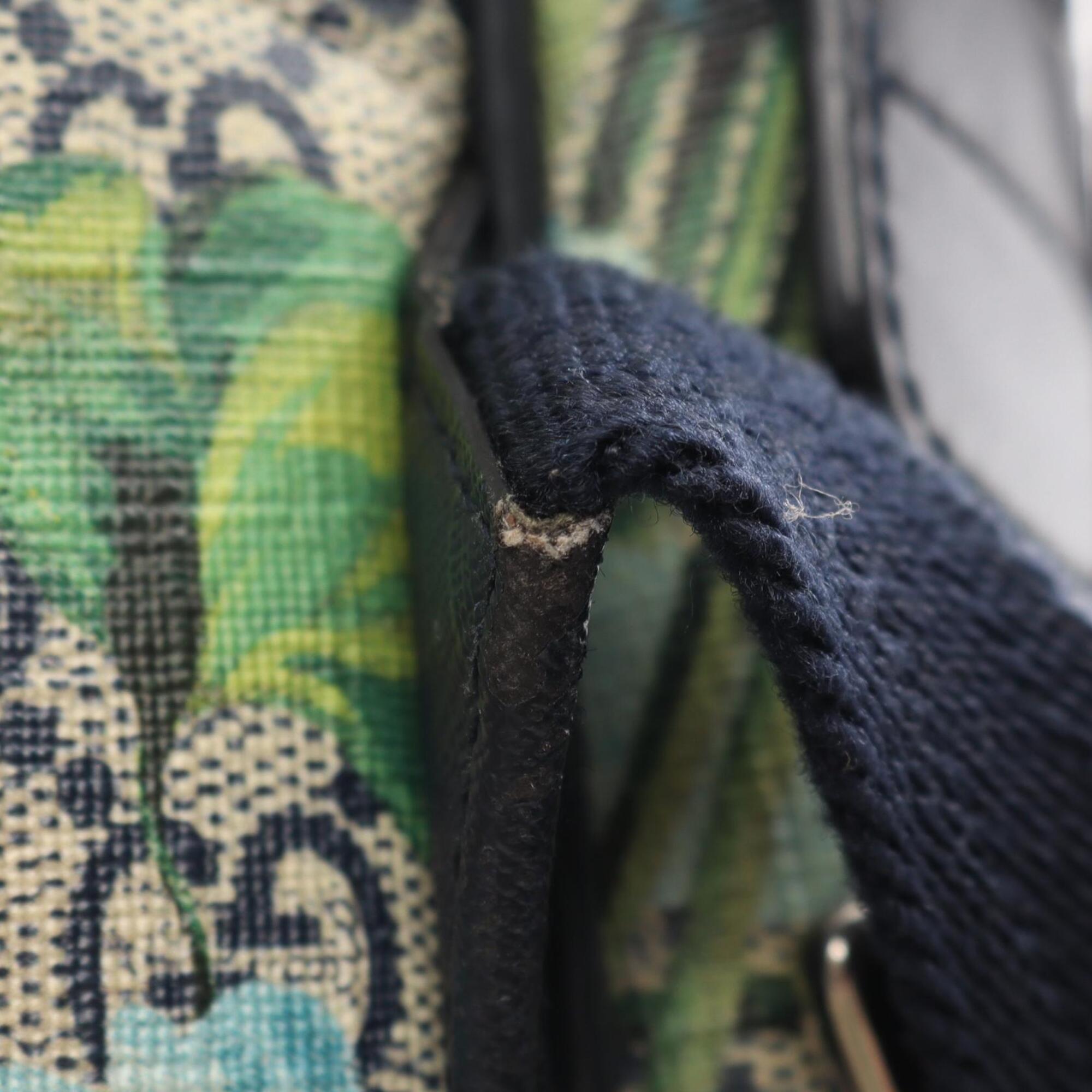 Gucci Beige Blue Navy Coated Canvas Leather Backpack (Pre-Owned)