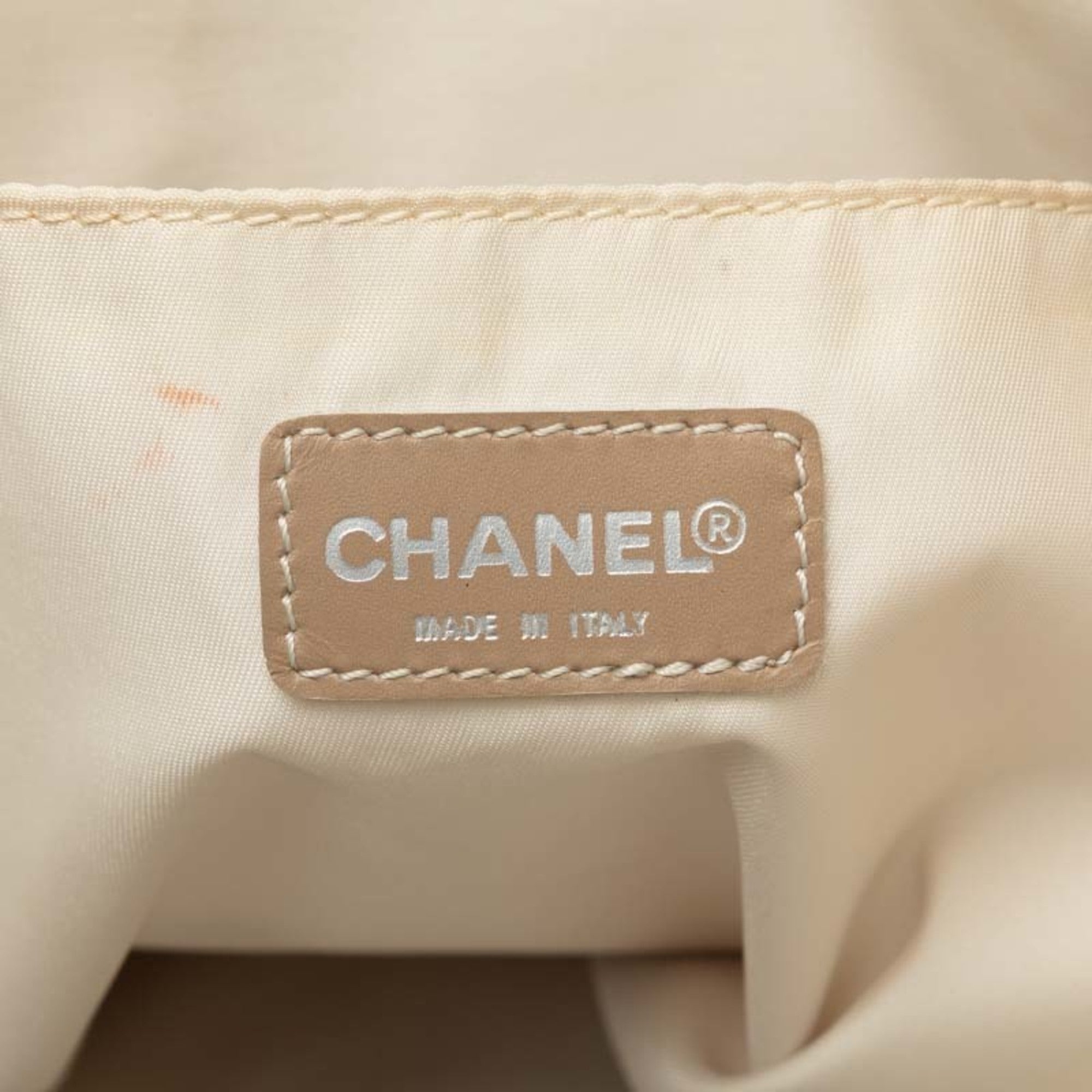 Chanel Beige Canvas Leather Briefcase Handbag (Pre-Owned)