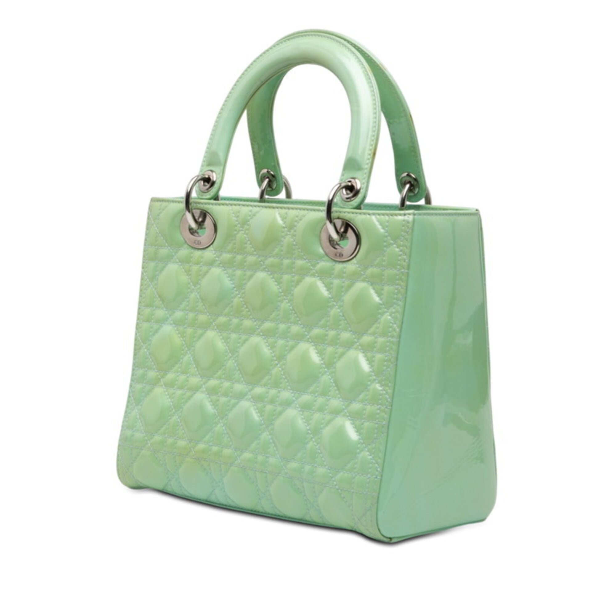 Christian Dior Green Patent Leather Handbag Shoulder Bag (Pre-Owned)