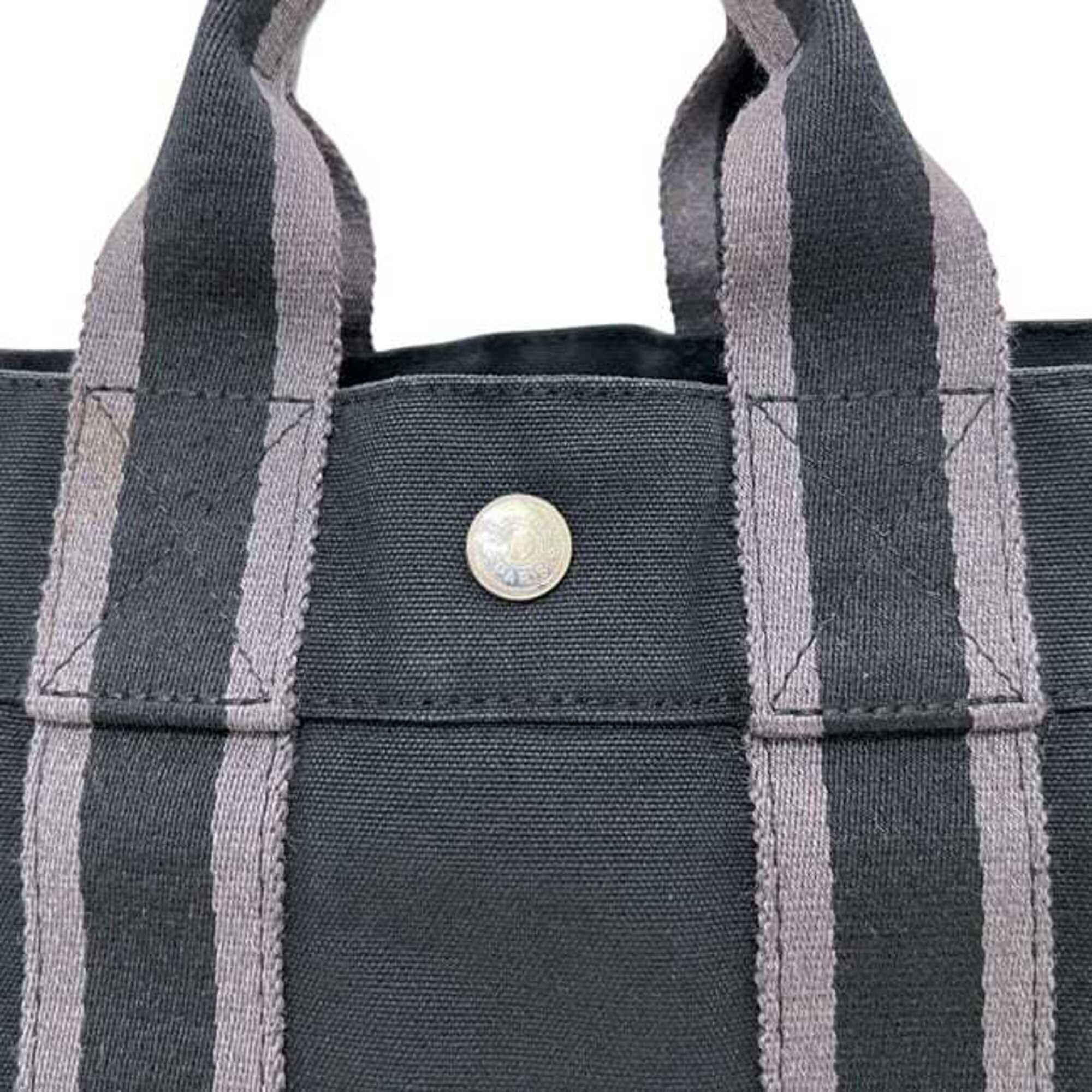 Hermes Deauville Black Canvas Handbag (Pre-Owned)