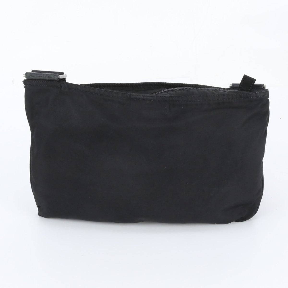 Prada Black Leather Nylon Messenger Bag Shoulder Bag (Pre-Owned)