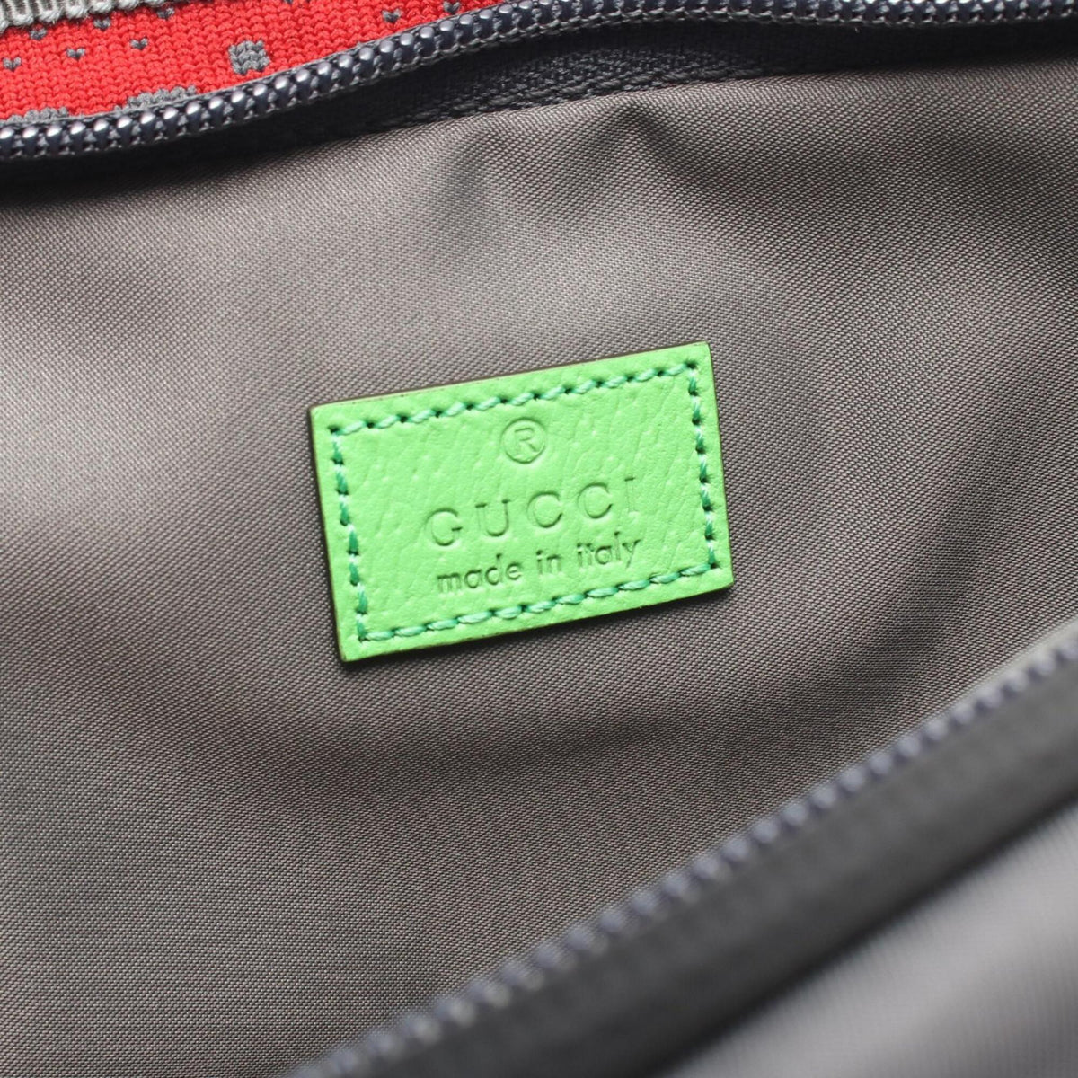 Gucci Gray Green Red Color Nylon Fanny Pack Handbag (Pre-Owned)