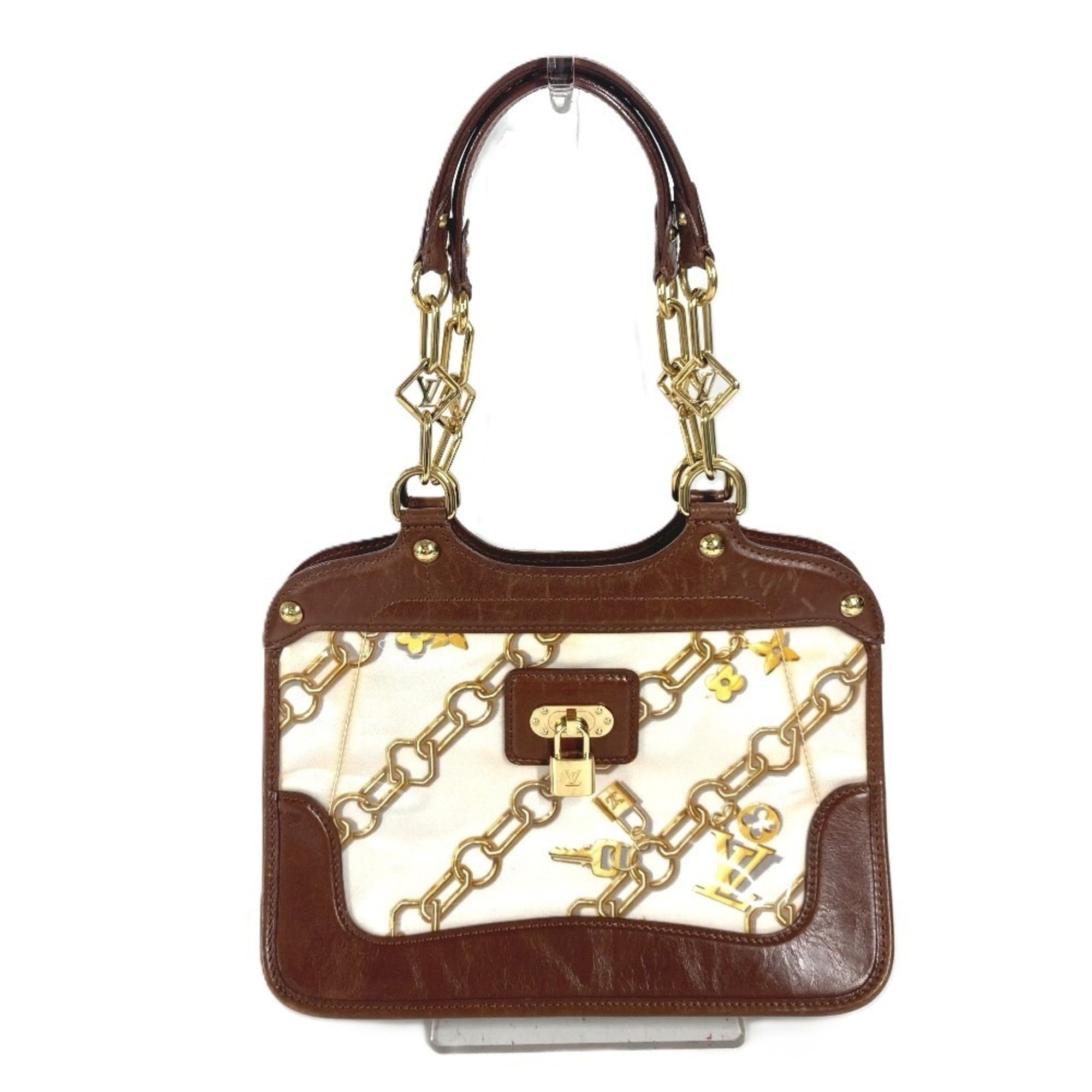 Louis Vuitton Brown White Vinyl Leather Handbag Shoulder Bag Tote Bag (Pre-Owned)