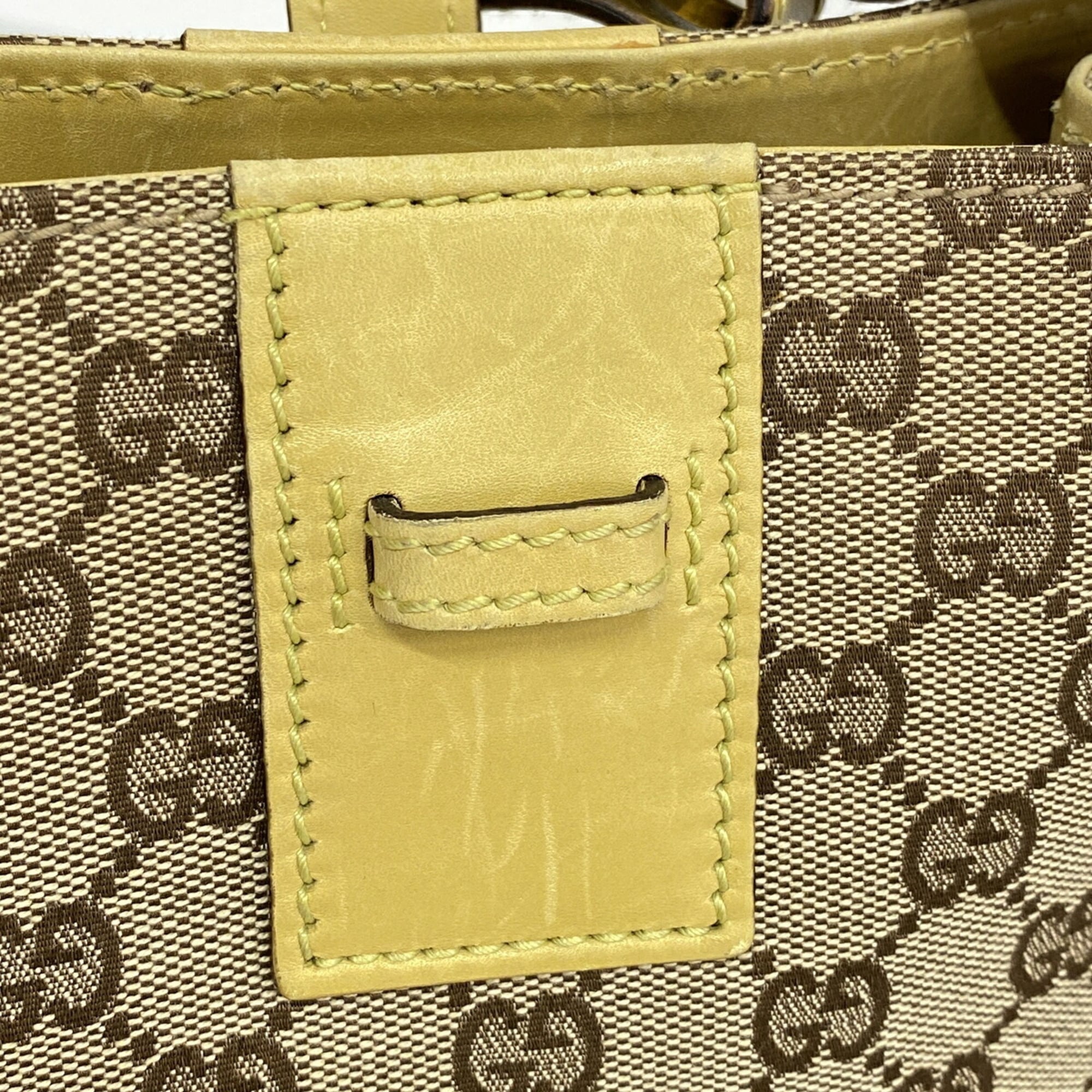 Gucci Brown Yellow Canvas Tote Bag (Pre-Owned)