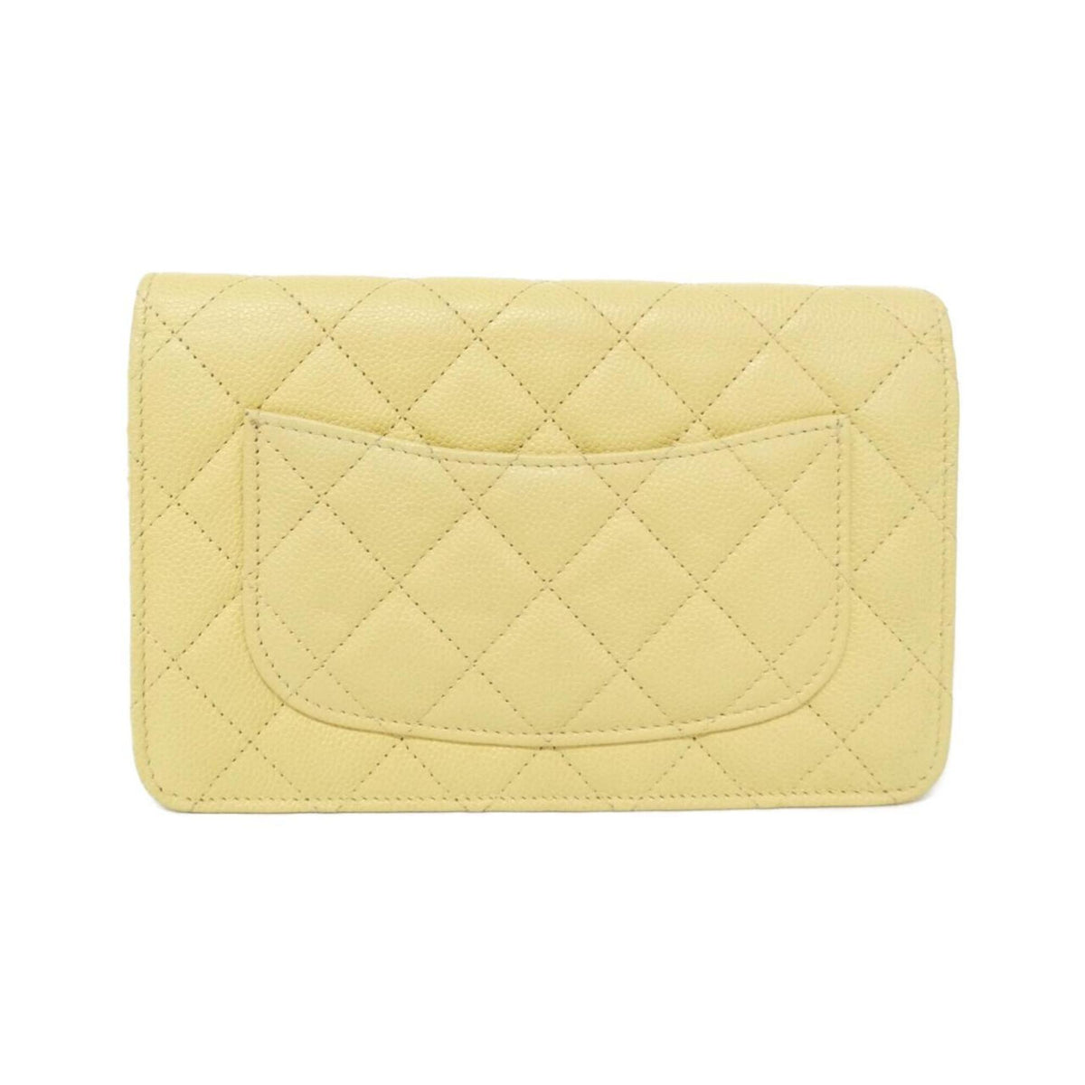 Chanel Yellow Grained Calfskin Chain/Shoulder Wallet (Pre-Owned)
